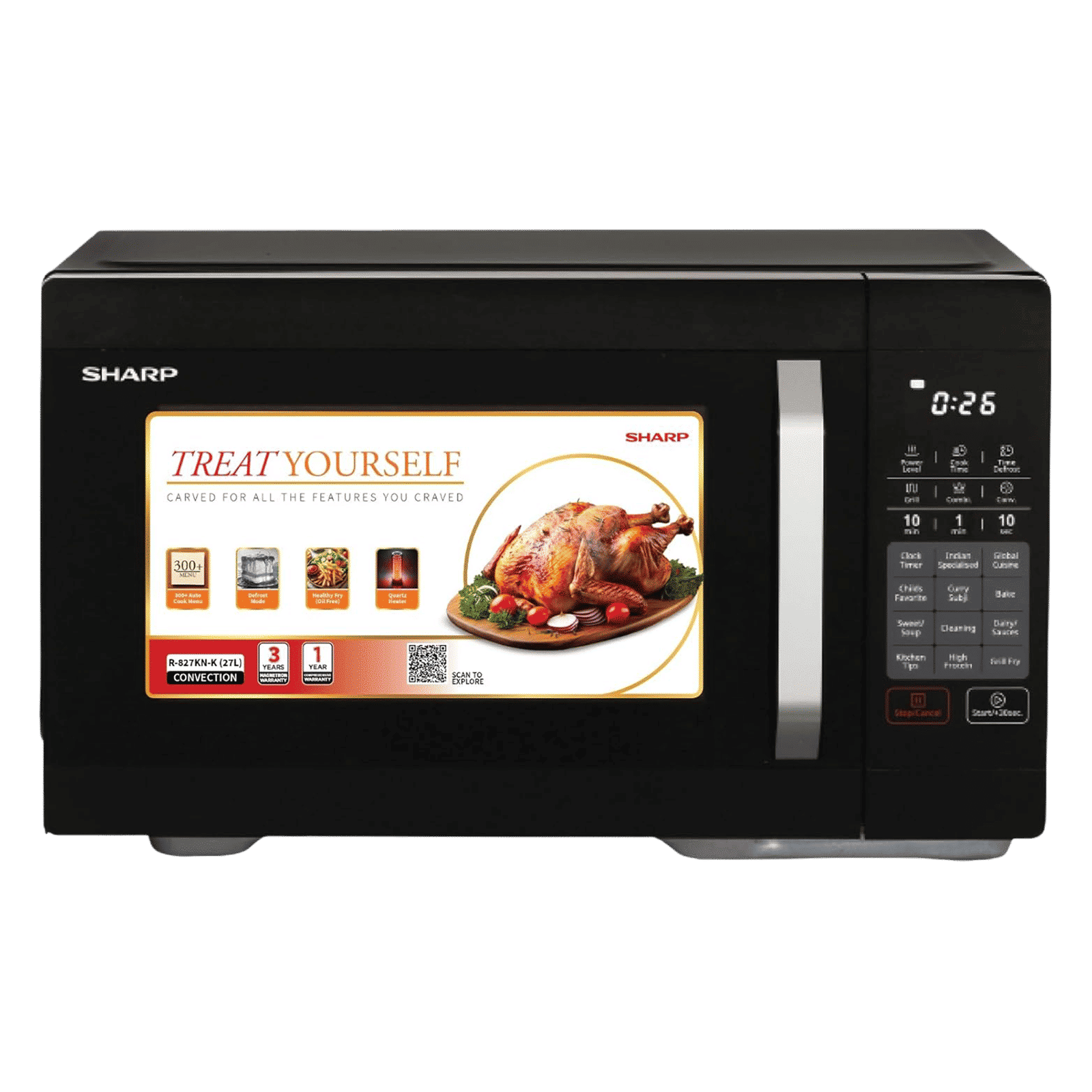 SHARP Kamando-C27 27L Convection Microwave Oven with Healthy Fry (R-827KN-K, Black)_1