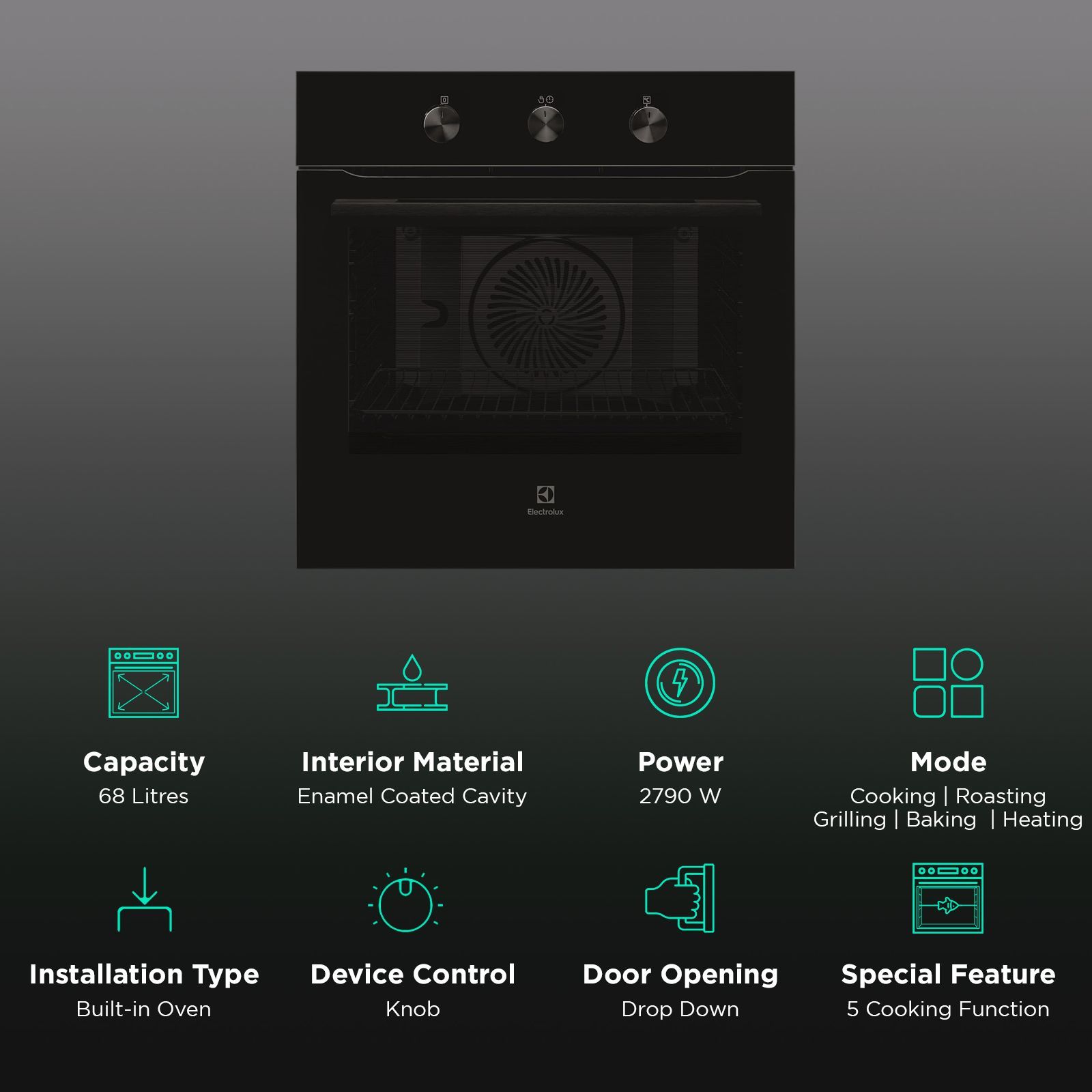 Electrolux Ultimate Taste 300 68L 60cm Built-in Microwave with Pizza Program Technology (KOHLH00KA, Black) Electrolux Ultimate Taste 300 68L 60cm Built-in Microwave with Pizza Program Technology (KOHLH00KA, Black)_3