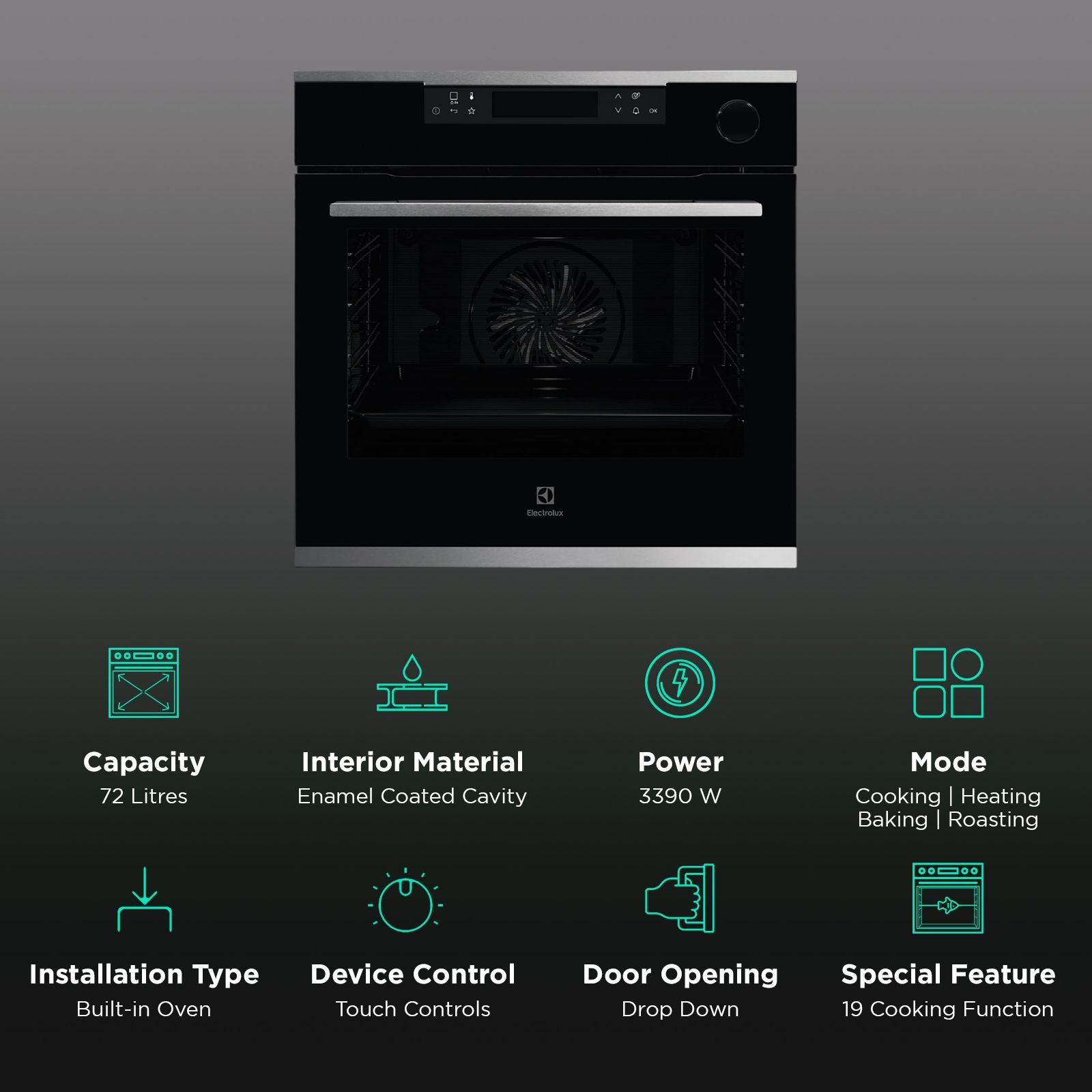 Electrolux UltimateTaste 700 72L 60cm Built-in Microwave with LCD Screen Functions (KOCBP21XA, Black)_3