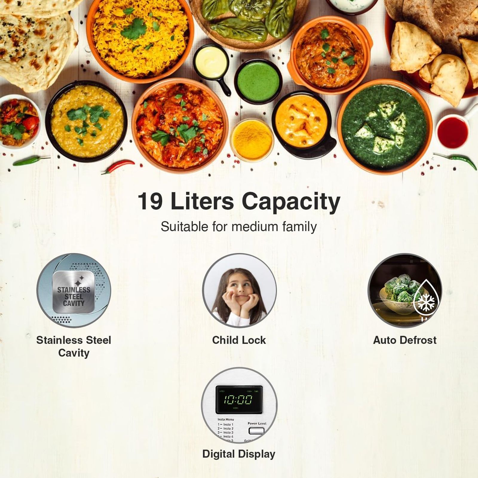 Godrej 19L Convection Microwave Oven with 4 Step Cooking (GMX 519 CP1 PZ , White Rose)_13