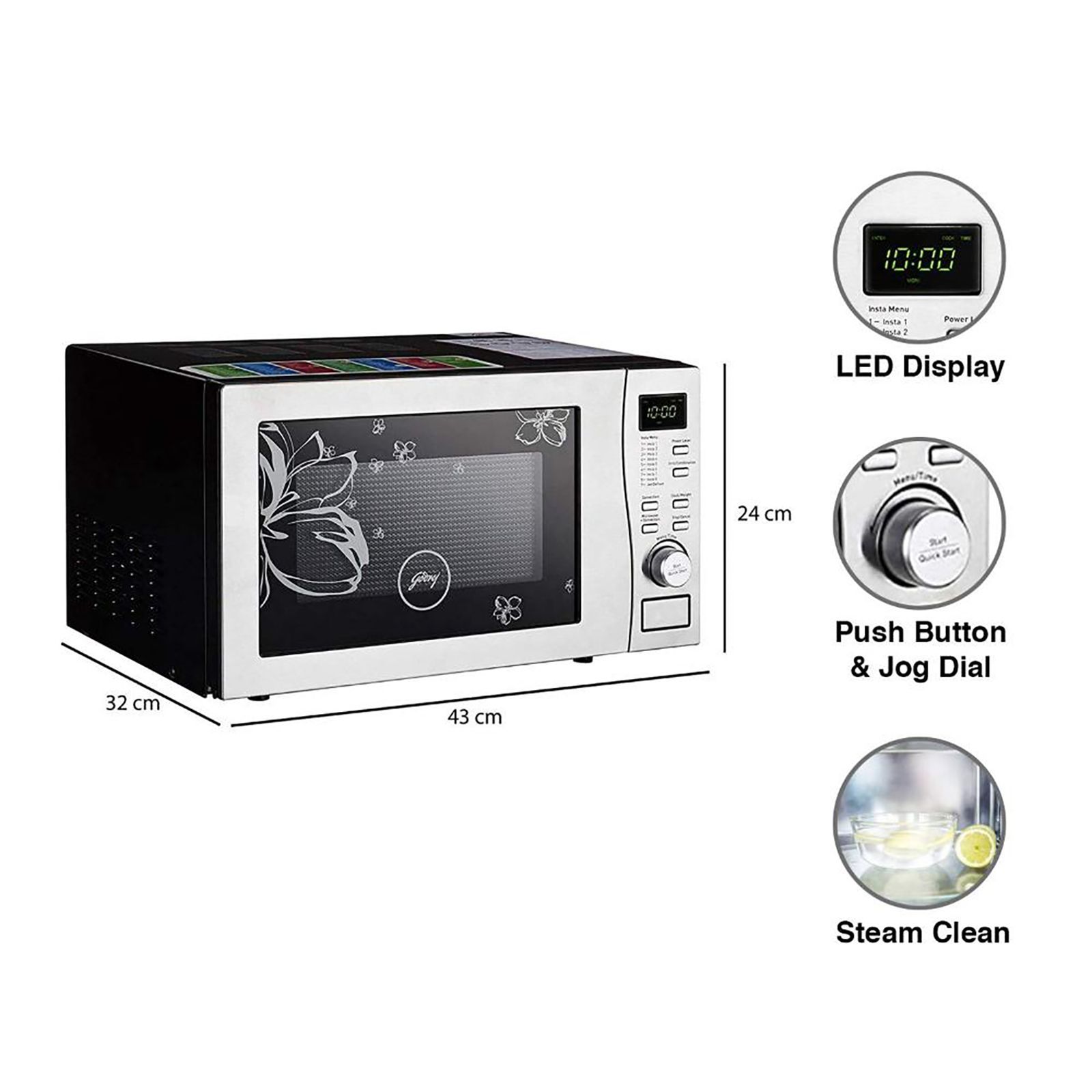 Godrej 19L Convection Microwave Oven with 4 Step Cooking (GMX 519 CP1 PZ , White Rose)_16