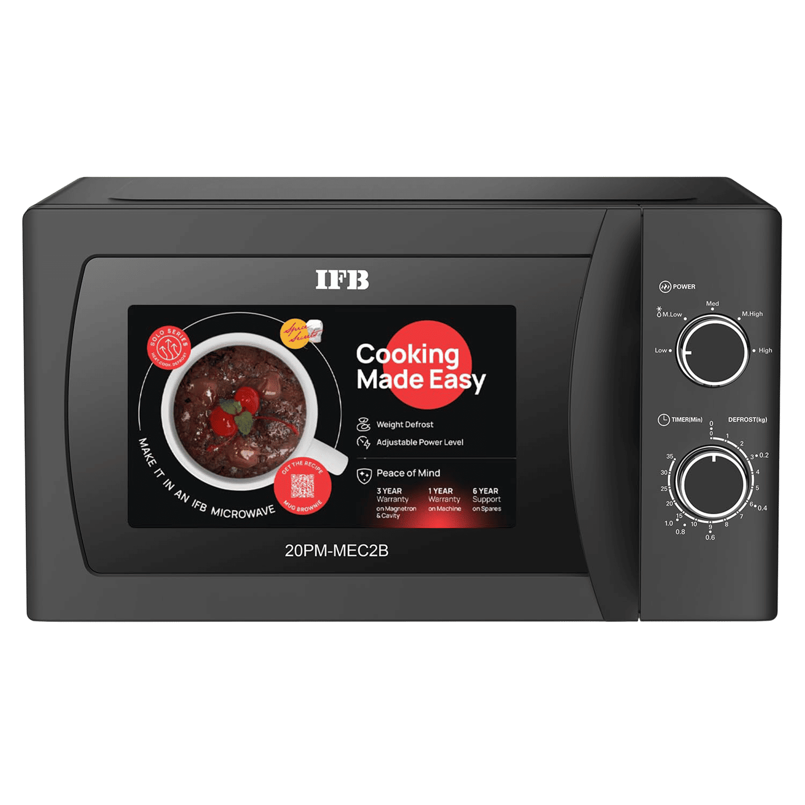 IFB 20L Solo Microwave Oven with Timer Option (20PM-MEC2B, Black) IFB 20L Solo Microwave Oven with Timer Option (20PM-MEC2B, Black)_1
