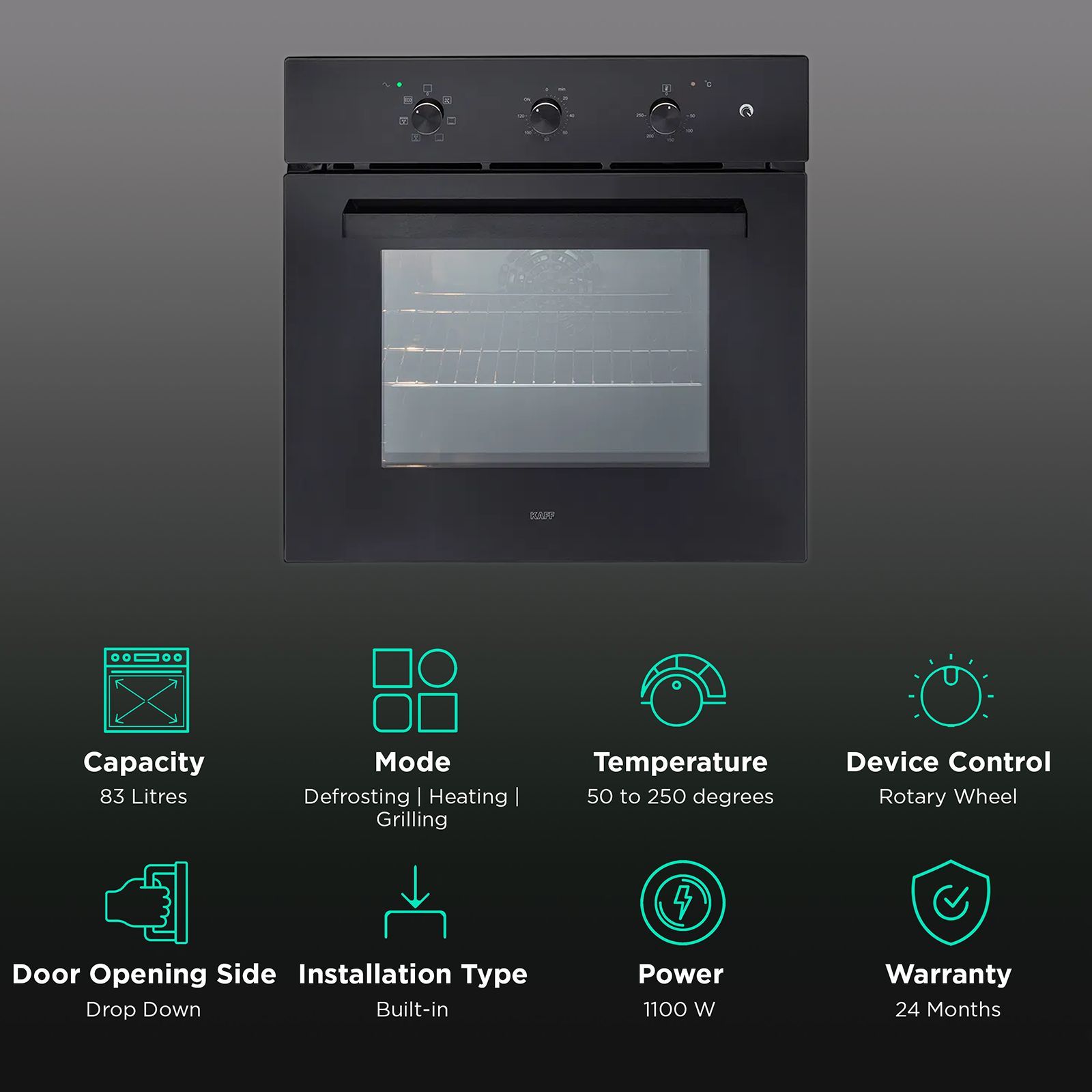 KAFF 83L 60cm Built in Oven with Rotary Control Dials (OV83ML7, Black) KAFF 83L 60cm Built in Oven with Rotary Control Dials (OV83ML7, Black)_3