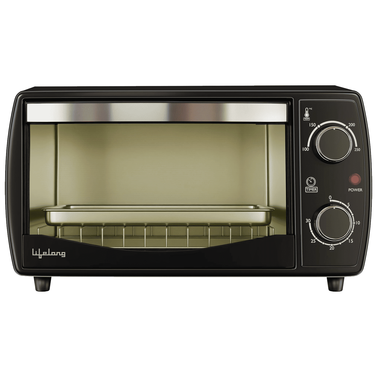 Lifelong LLOT10A 10L Oven Toaster Grill with Stainless Steel Cavity (Black)_1
