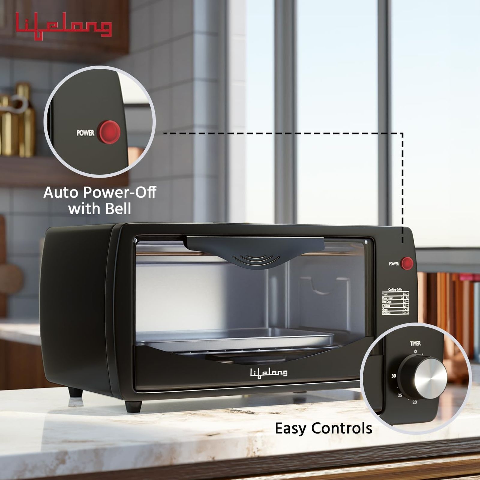 Lifelong LLOT09 9L Oven Toaster Grill with Timer Control (Black) Lifelong LLOT09 9L Oven Toaster Grill with Timer Control (Black)_8