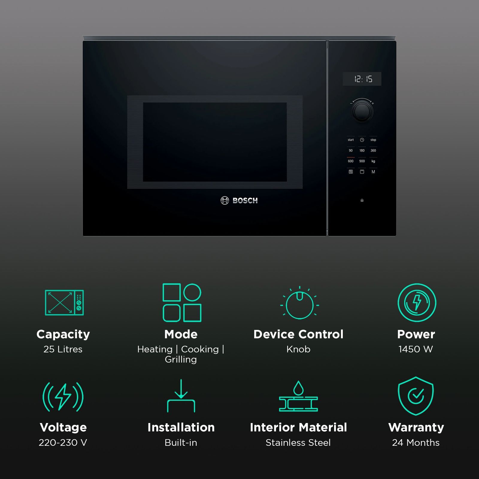 BOSCH Series 6 25L Built-in Microwave with Integral Cooling Fan (BEL554MB0I, Black)_3
