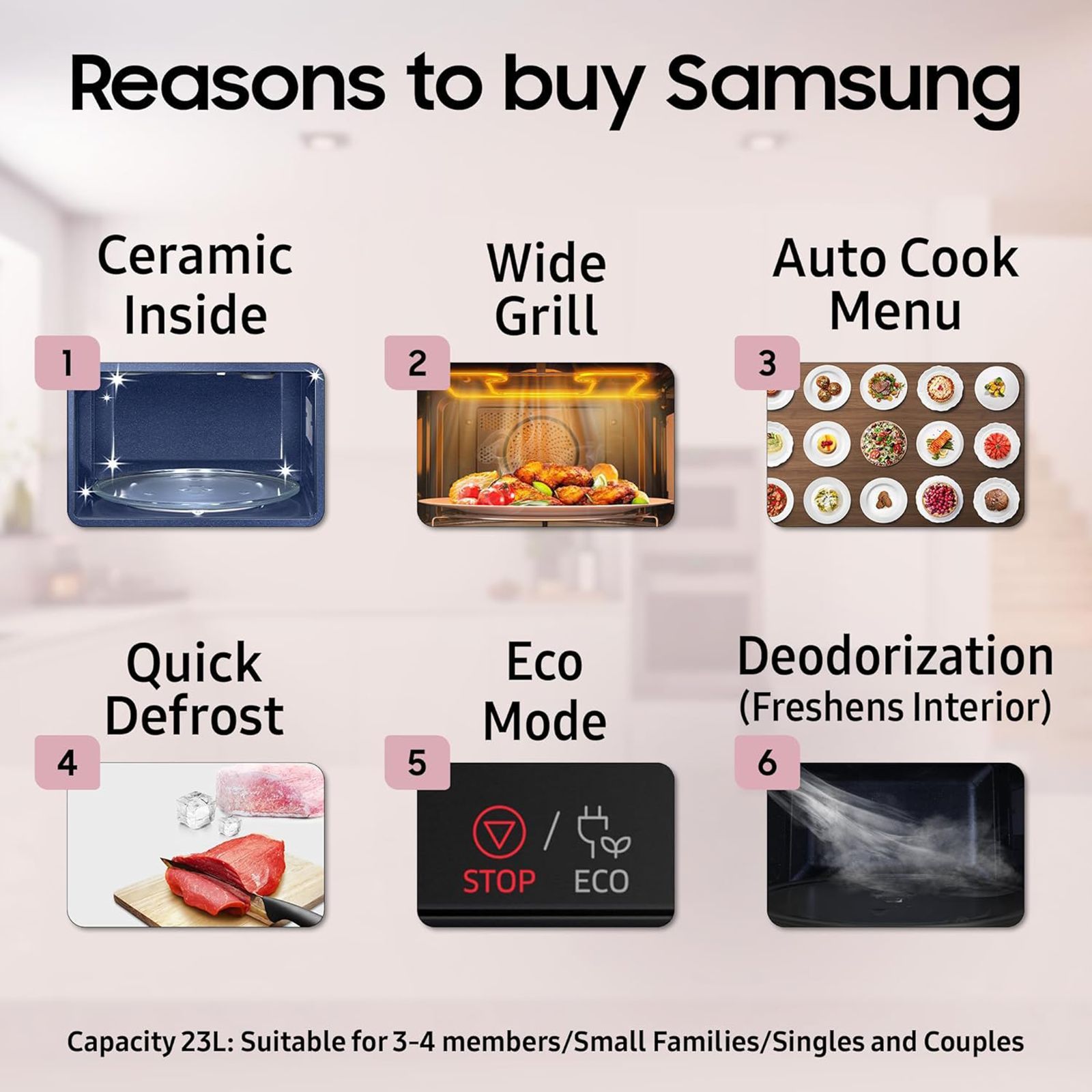 SAMSUNG 23L Grill Microwave with Browning Plus Function (MG23A3515AK/TL, Black) SAMSUNG 23L Grill Microwave with Browning Plus Function (MG23A3515AK/TL, Black)_12