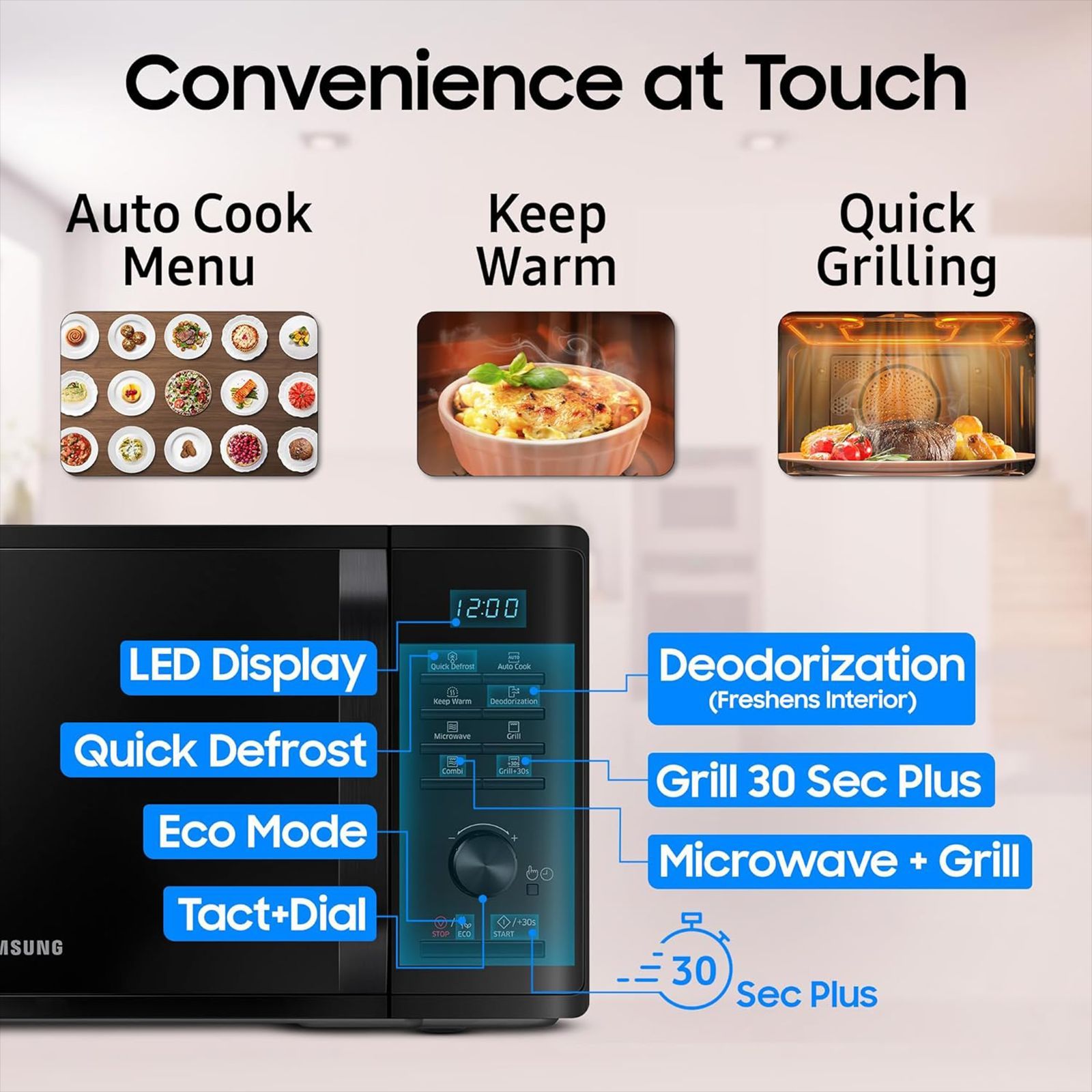 SAMSUNG 23L Grill Microwave with Browning Plus Function (MG23A3515AK/TL, Black) SAMSUNG 23L Grill Microwave with Browning Plus Function (MG23A3515AK/TL, Black)_14