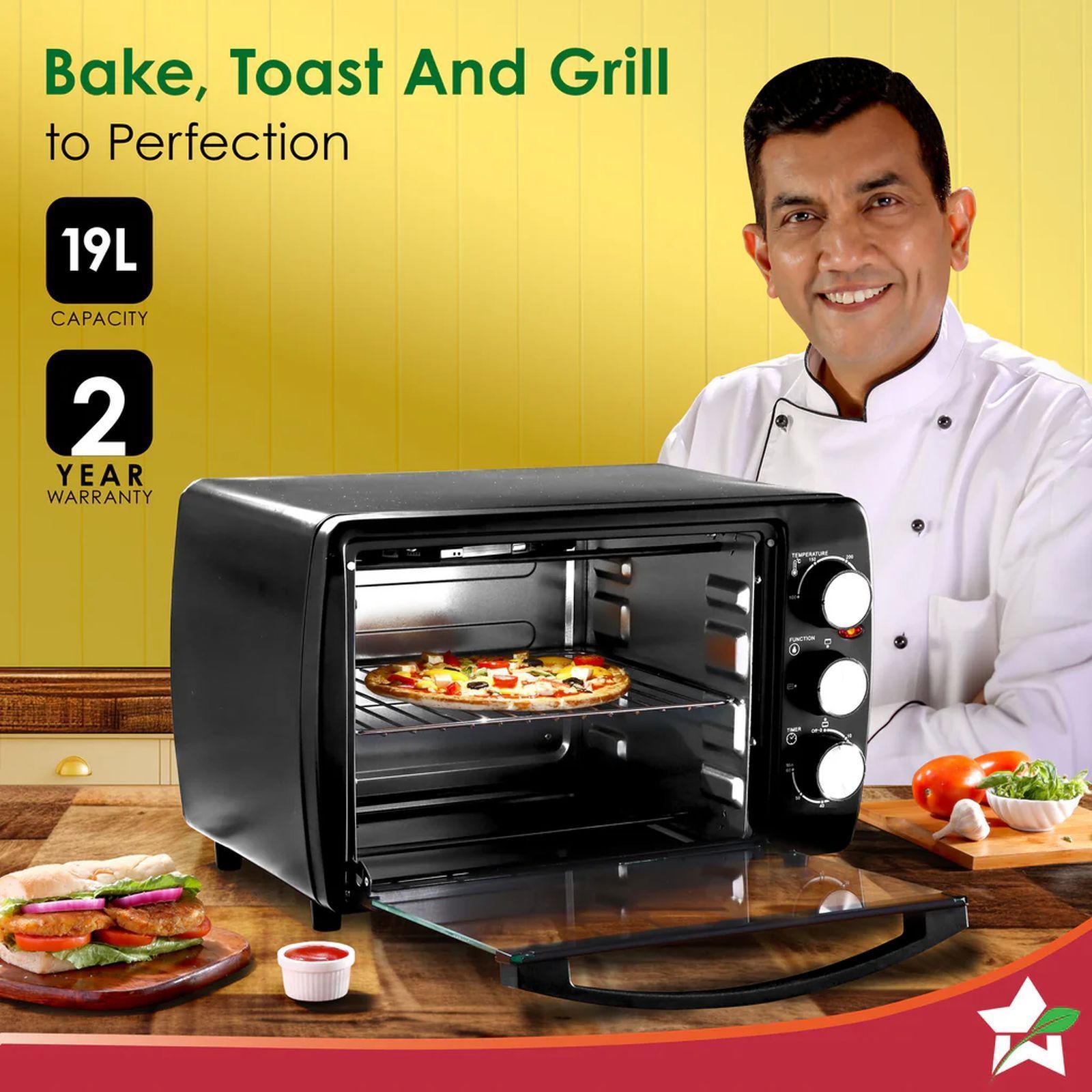 WONDERCHEF 19L Oven Toaster Grill with Customised Time & Temperature Control (63155033, Black)_8