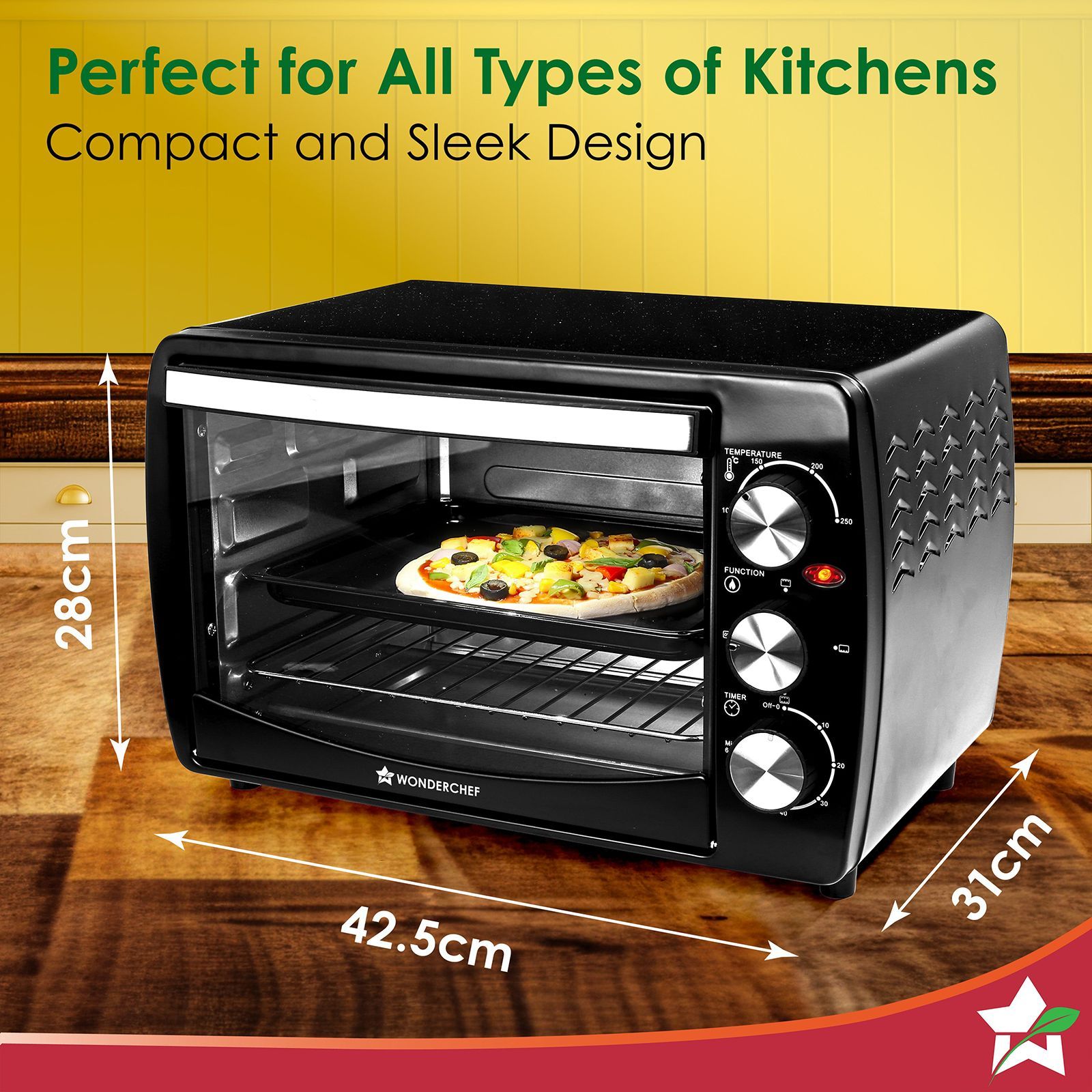 WONDERCHEF 19L Oven Toaster Grill with Customised Time & Temperature Control (63155033, Black)_9