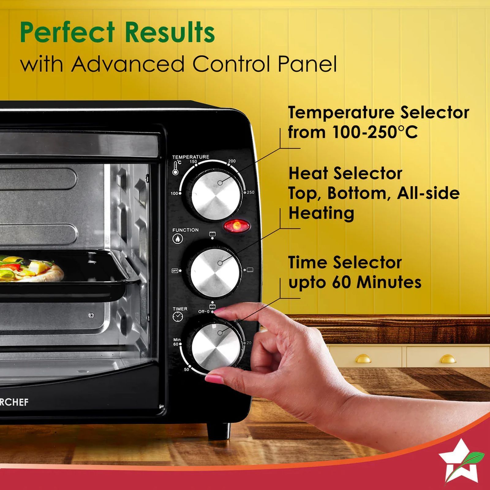 WONDERCHEF 19L Oven Toaster Grill with Customised Time & Temperature Control (63155033, Black)_5