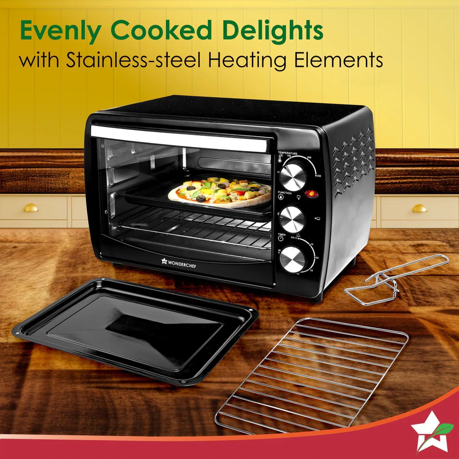 WONDERCHEF 19L Oven Toaster Grill with Customised Time & Temperature Control (63155033, Black)_7