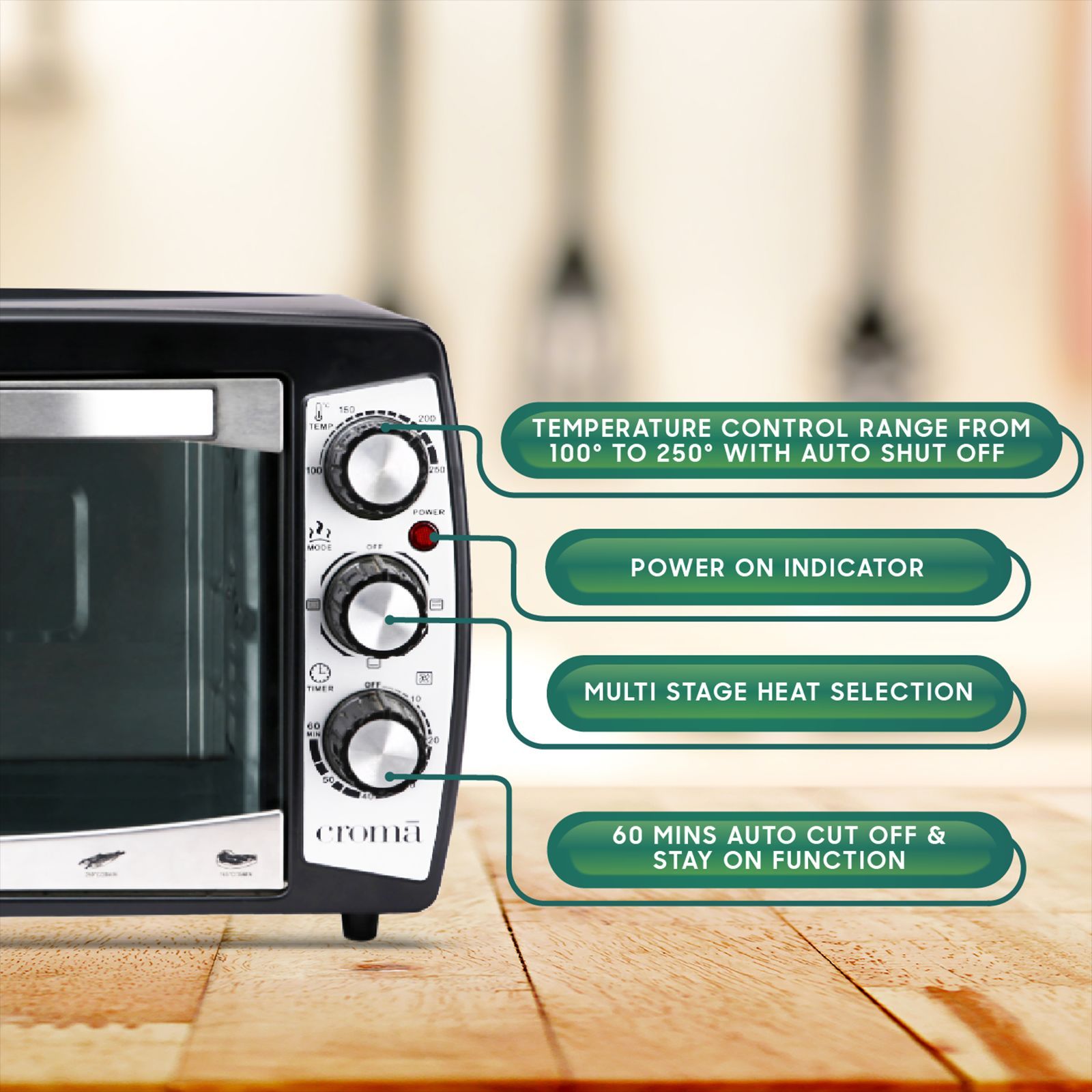 Croma 18L Oven Toaster Grill with Motorized Rotisserie (Black & Silver)_7