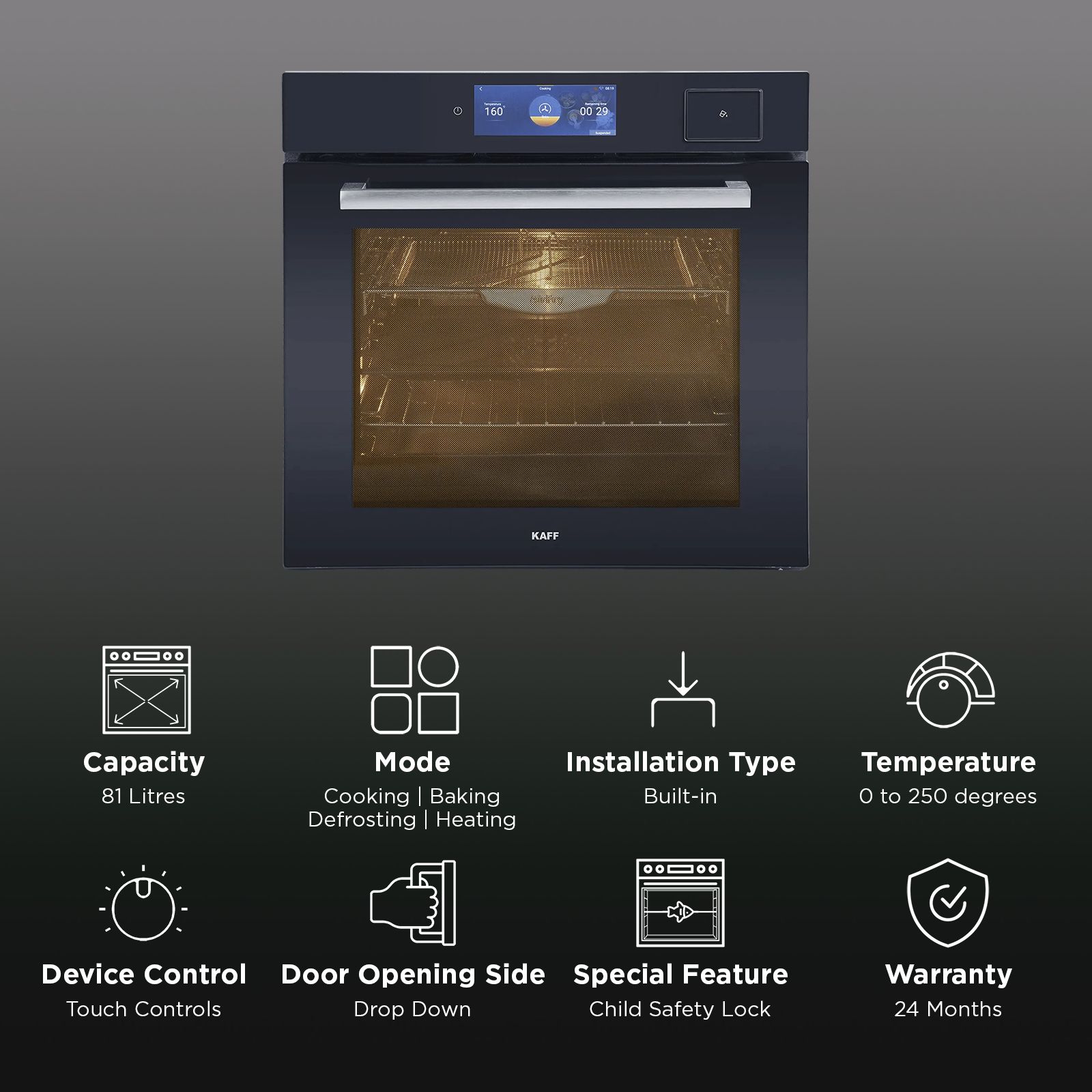 KAFF 81L Built-in Oven with 3 Layer Glass Door (OV81AMSTF, Black) KAFF 81L Built-in Oven with 3 Layer Glass Door (OV81AMSTF, Black)_3