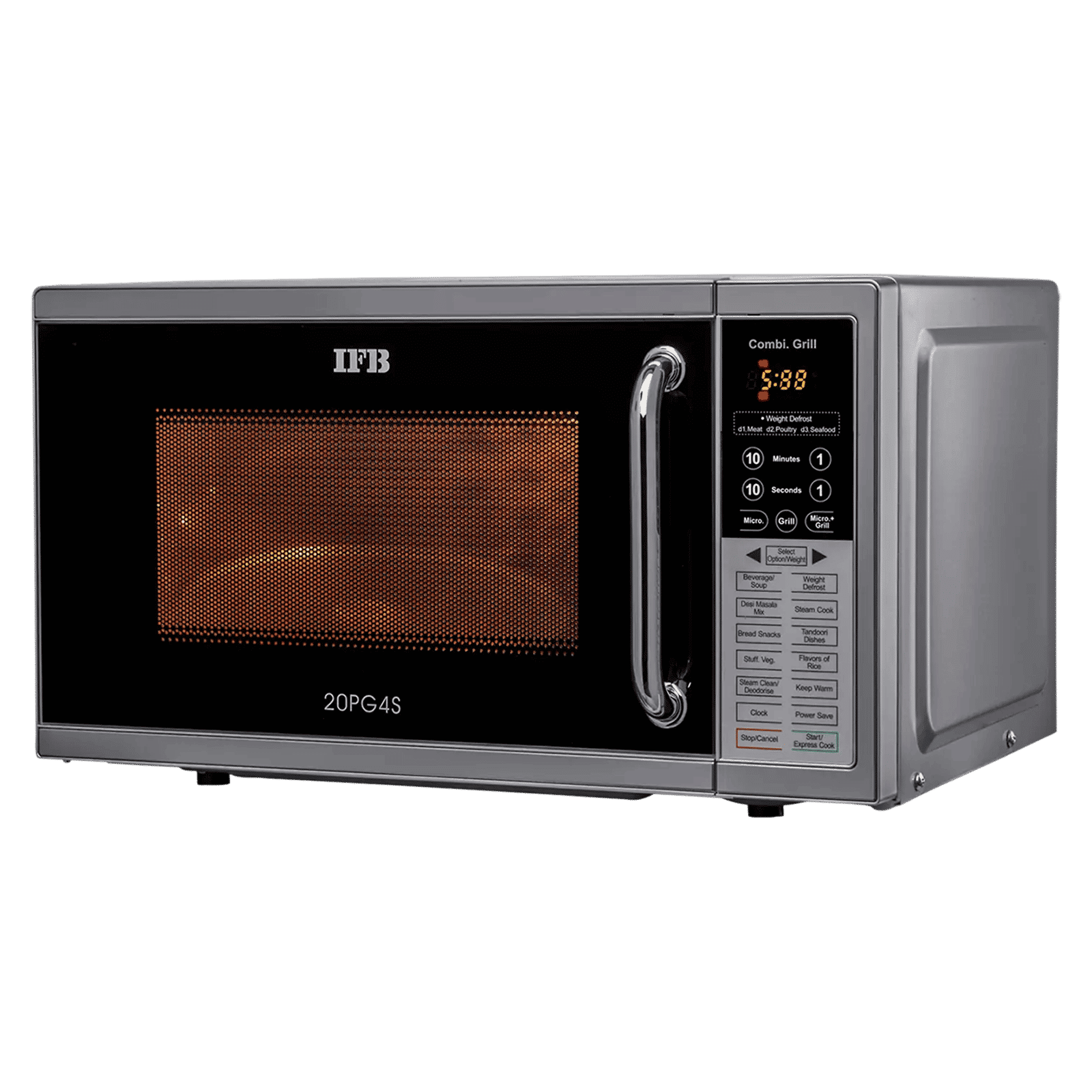IFB 20L Grill Microwave Oven with 61 Autocook Menus (20PG4S, Metallic Silver)_8