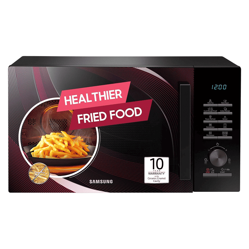 SAMSUNG 28L Convention Oven with SLIM FRY Technology (MC28A5145VR/TL, Black Rhythmic Twirl)_1
