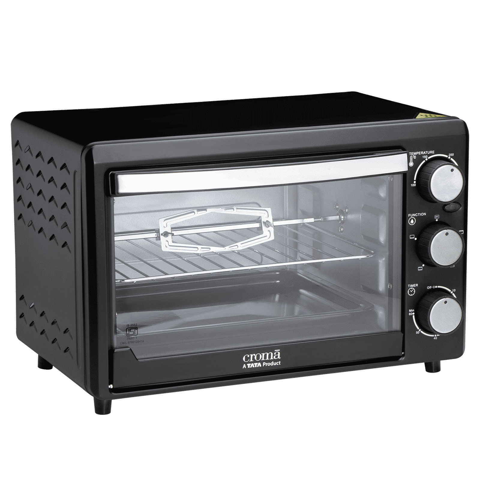 Croma AO6769 19L Oven Toaster Grill with Rotisserie (CRSO19LOGA347569, Black) Croma AO6769 19L Oven Toaster Grill with Rotisserie (CRSO19LOGA347569, Black)_3