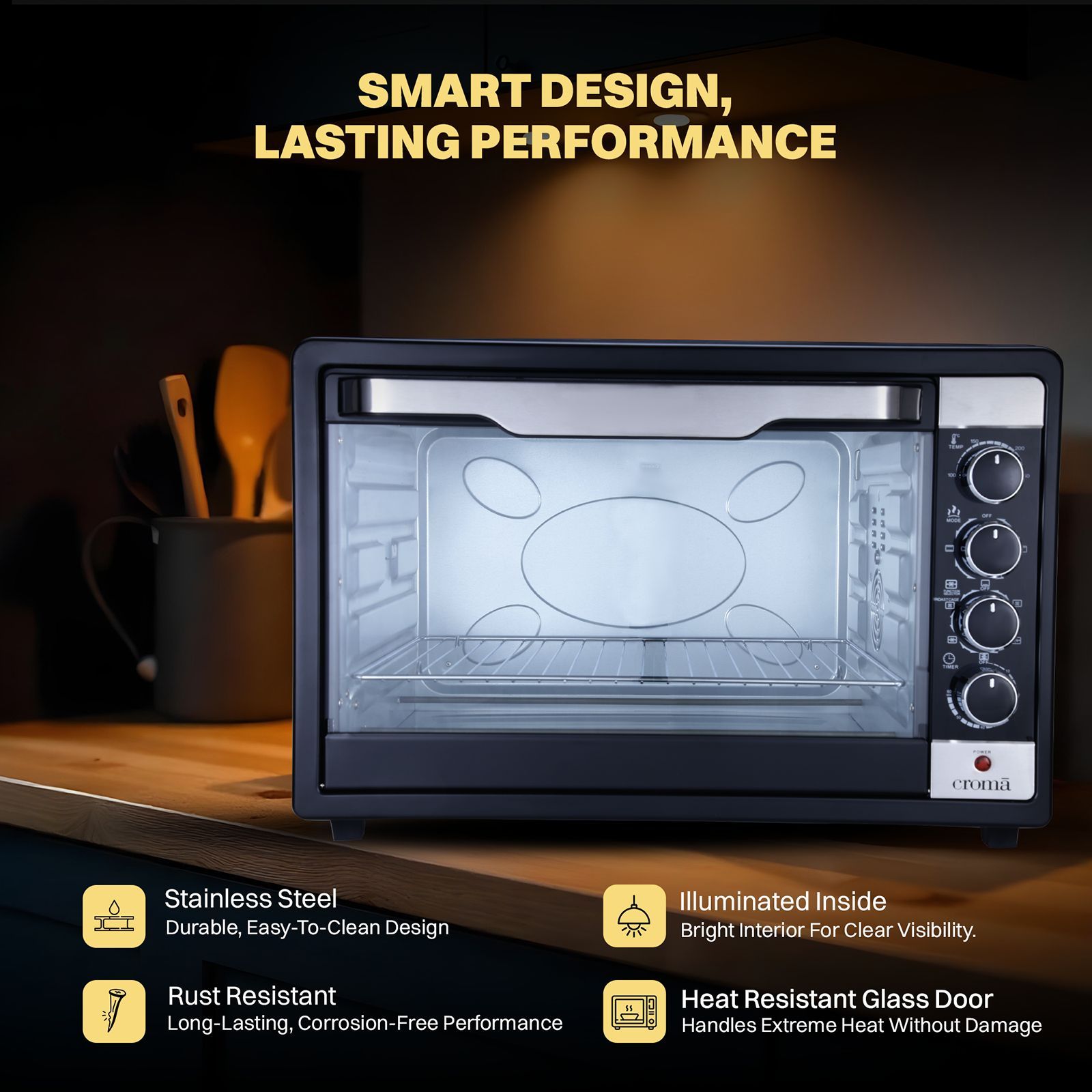 Croma 63L Oven Toaster Grill with 360 Degree Hot Air Circulation (Black)_6