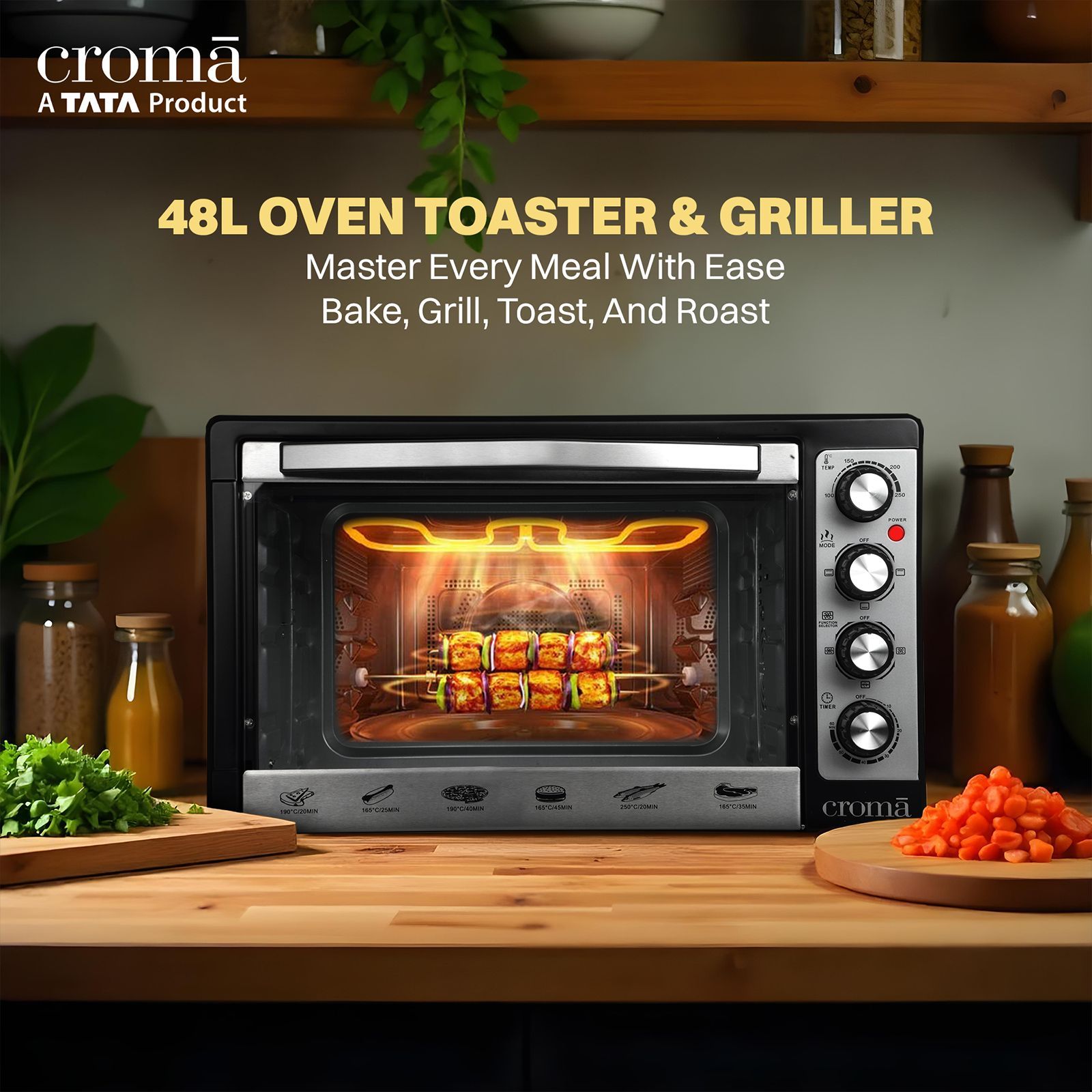 Croma 48L Oven Toaster Grill with 4 Stage Heating Options (Black & Silver)_4