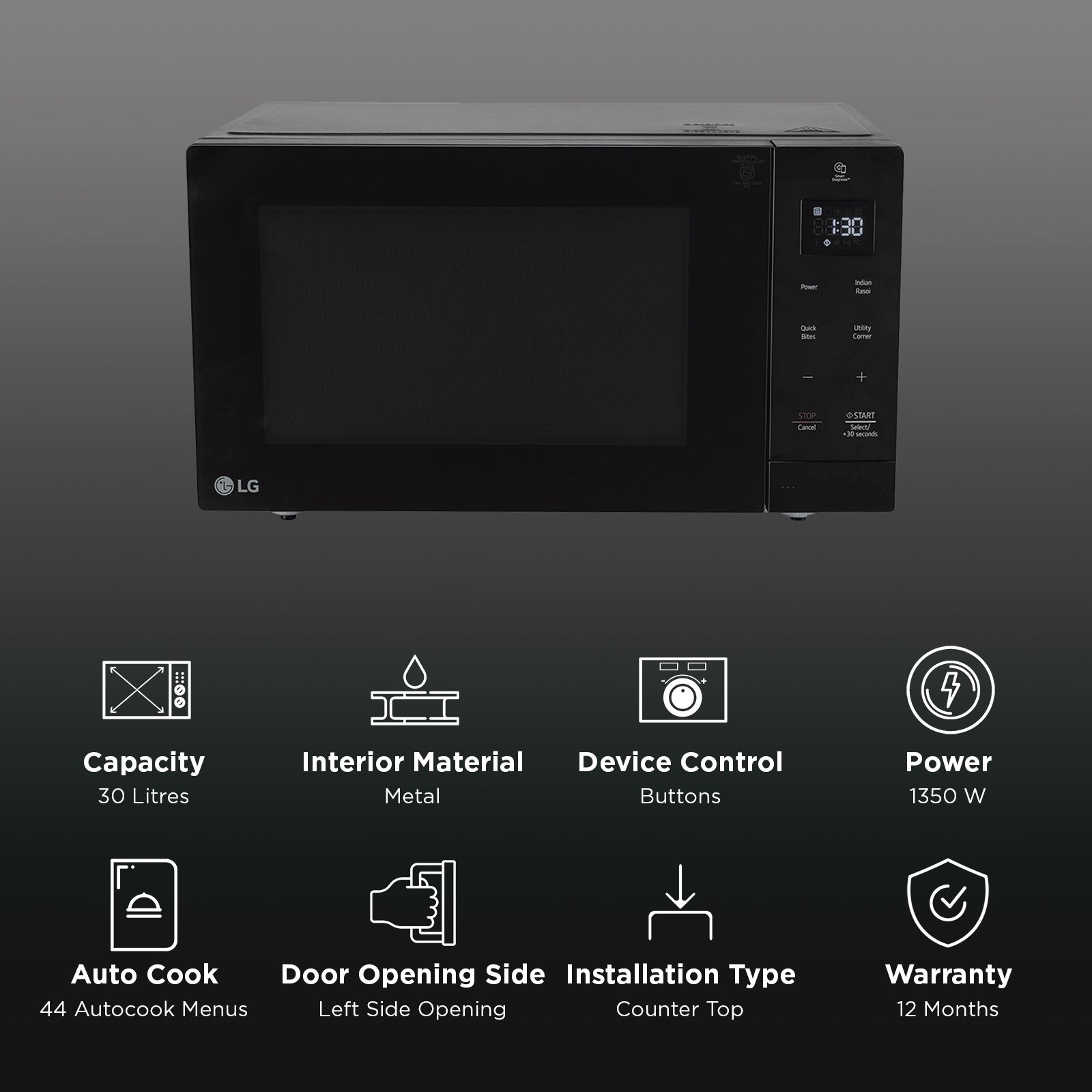 LG 30L Solo Microwave Oven with i-Wave Technology (Black)_3