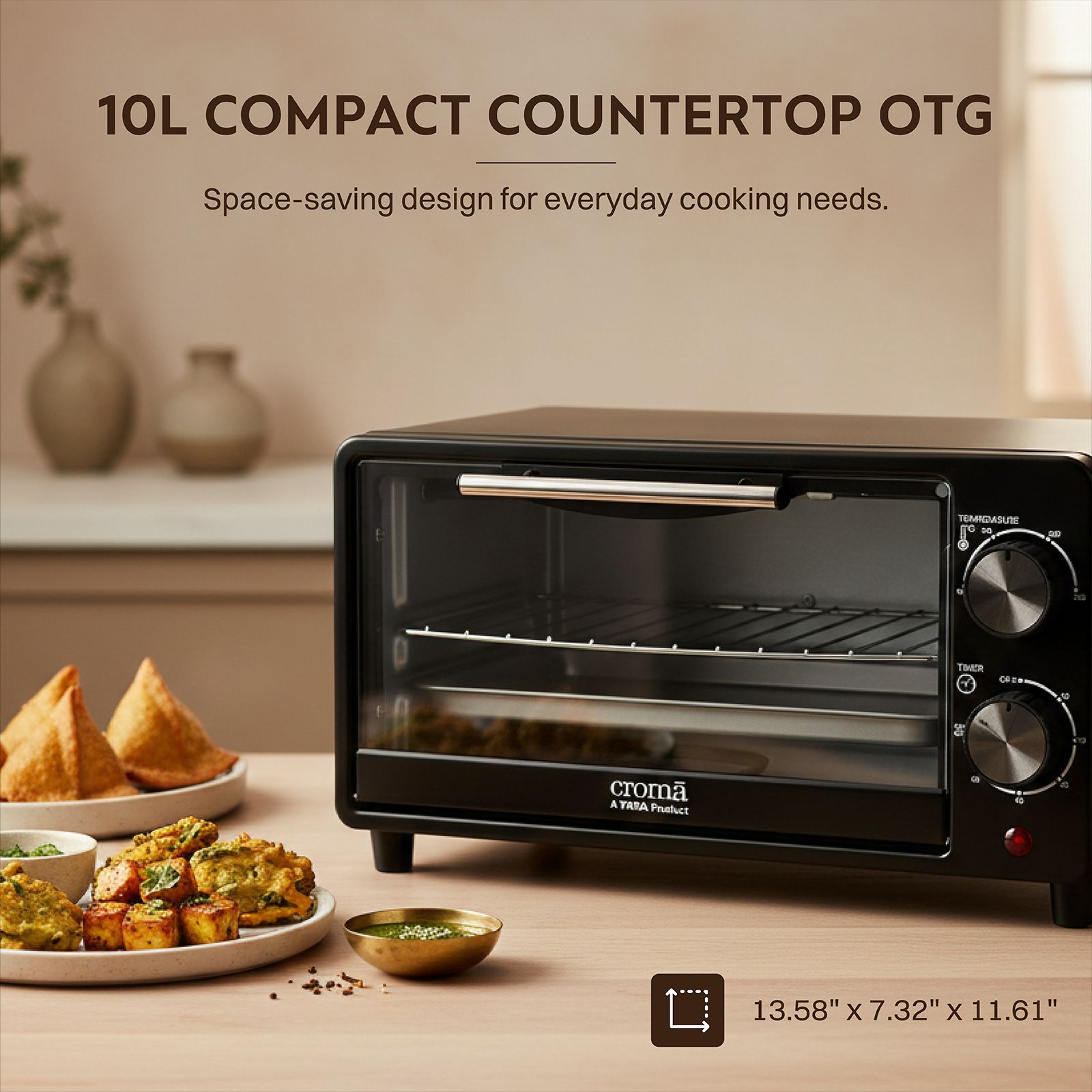 Croma AO6775 10L Oven Toaster Grill with Adjustable Thermostat (Black)_4