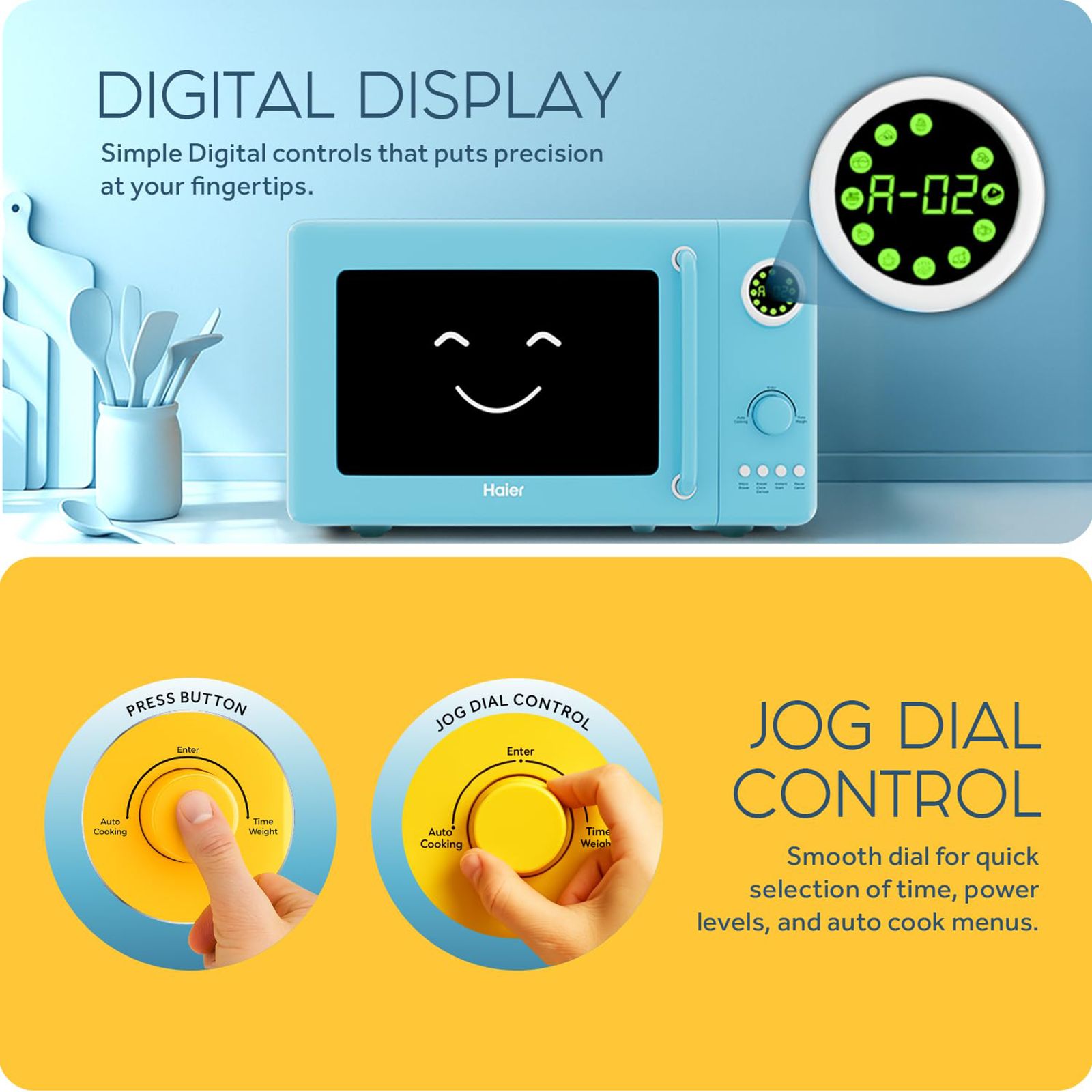 Haier Vogue 20L Solo Microwave Oven with 12 Autocook Menus (HIL20V1MBPD, Blue)_7