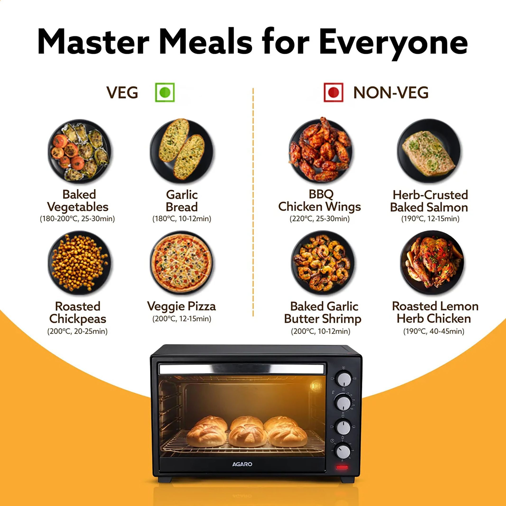 Agaro Marvel 48L Oven Toaster Grill with Motorised Rotisserie (Black) Agaro Marvel 48L Oven Toaster Grill with Motorised Rotisserie (Black)_6
