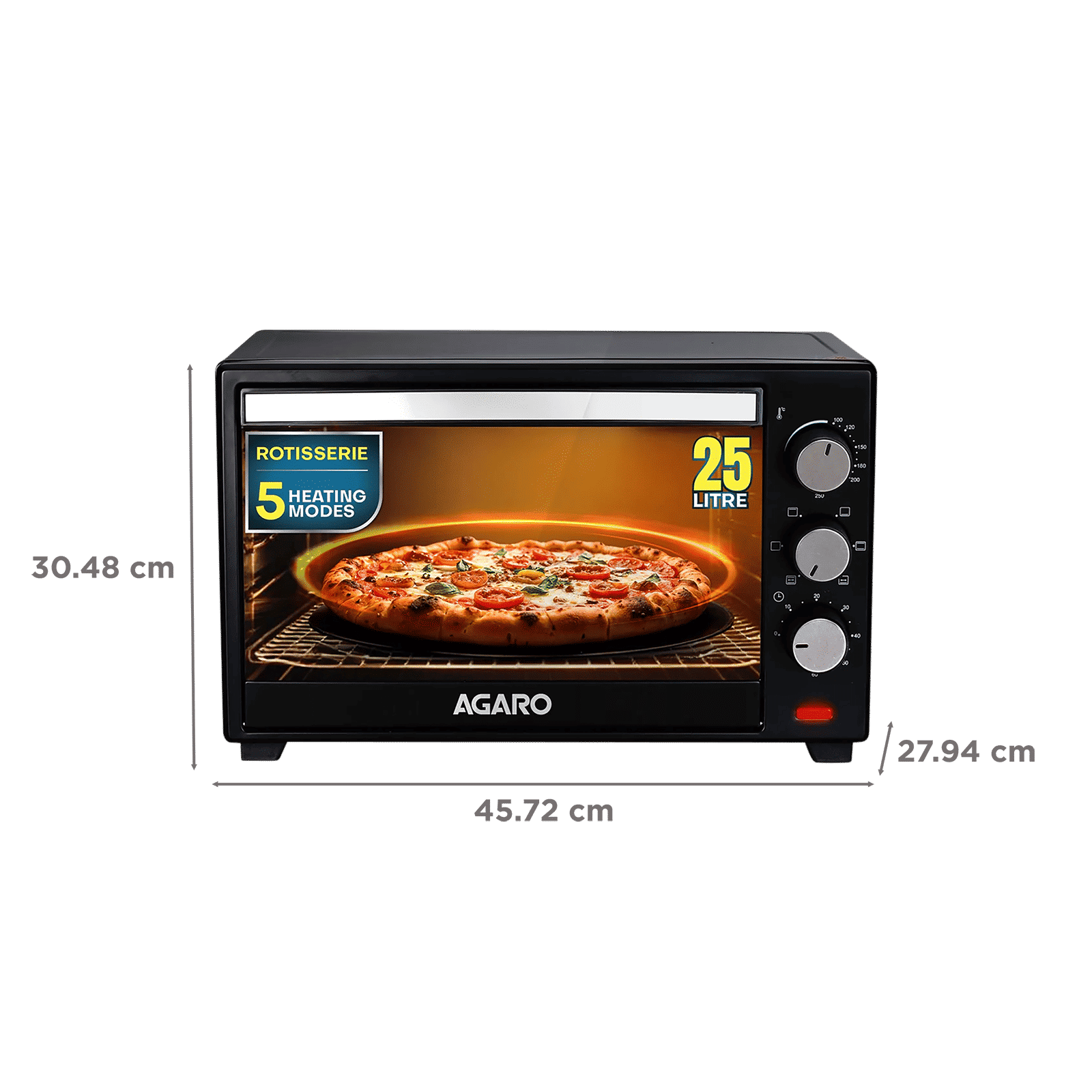 Agaro Marvel 25L Oven Toaster Grill with Motorised Rotisserie (Black)_2