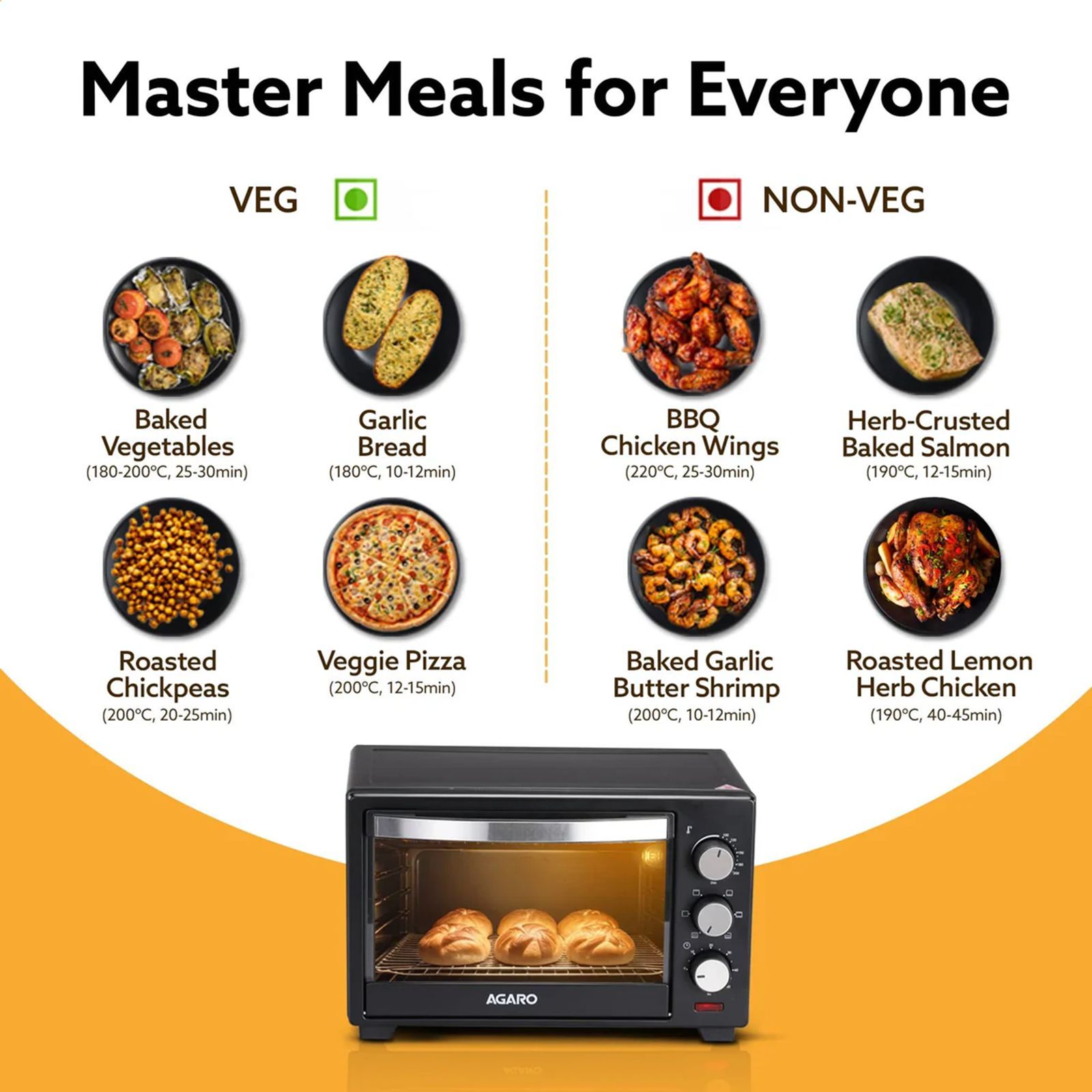 Agaro Marvel 25L Oven Toaster Grill with Motorised Rotisserie (Black)_6