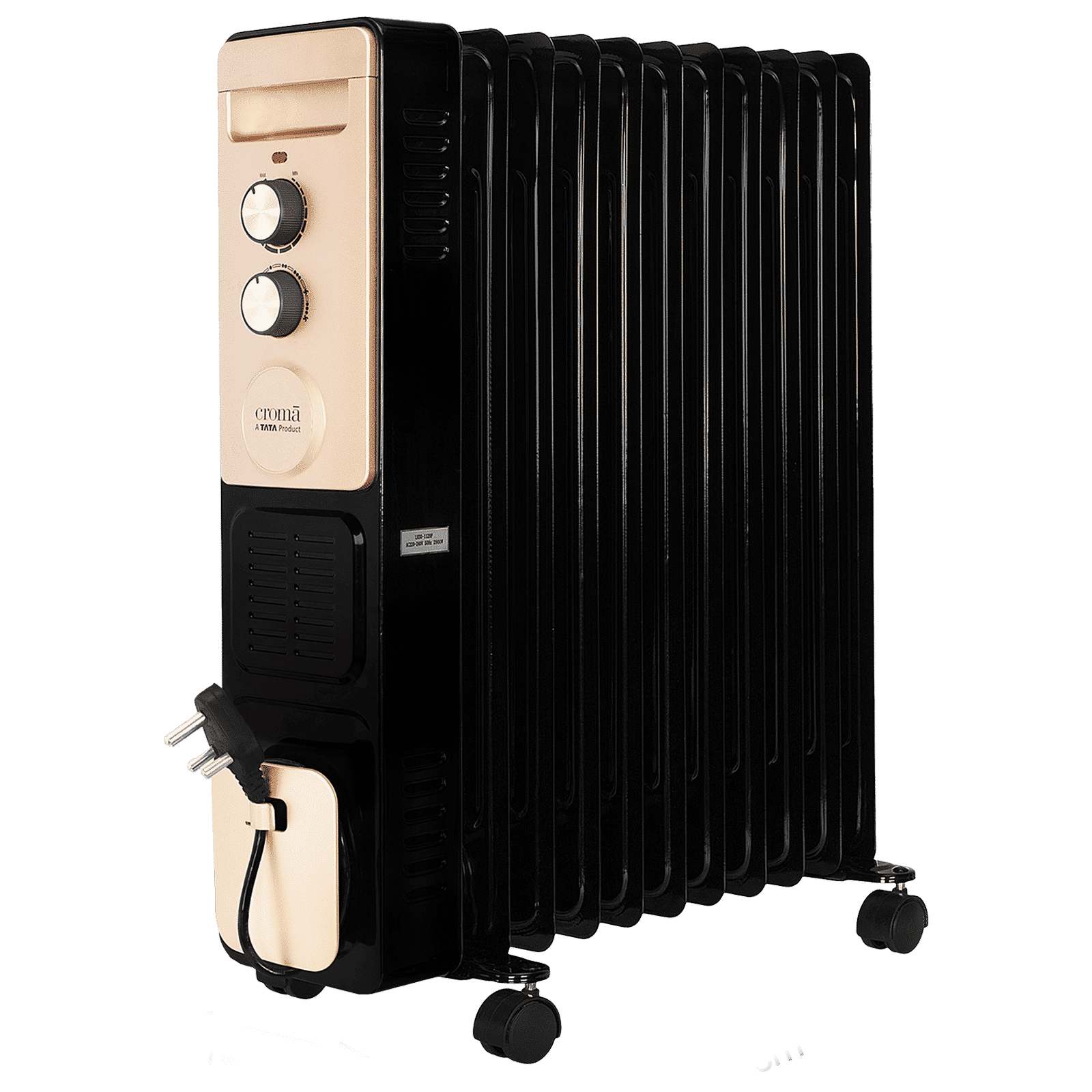 Croma 2900W PTC Fan Oil Filled Radiator Room Heater with 11 Fins (Thermostatic Knob, Black)_1