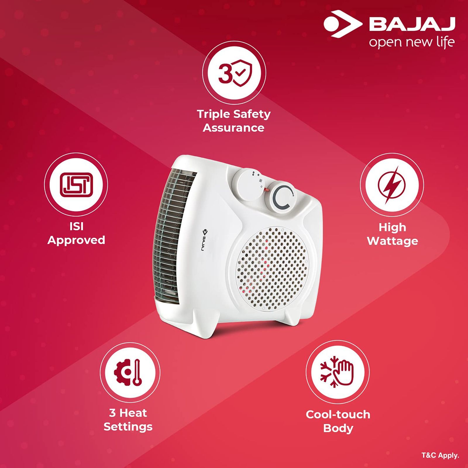 BAJAJ Majesty RX10 2000W Fan Room Heater with Automatic Thermal Cutout (Adjustable Thermostat_6