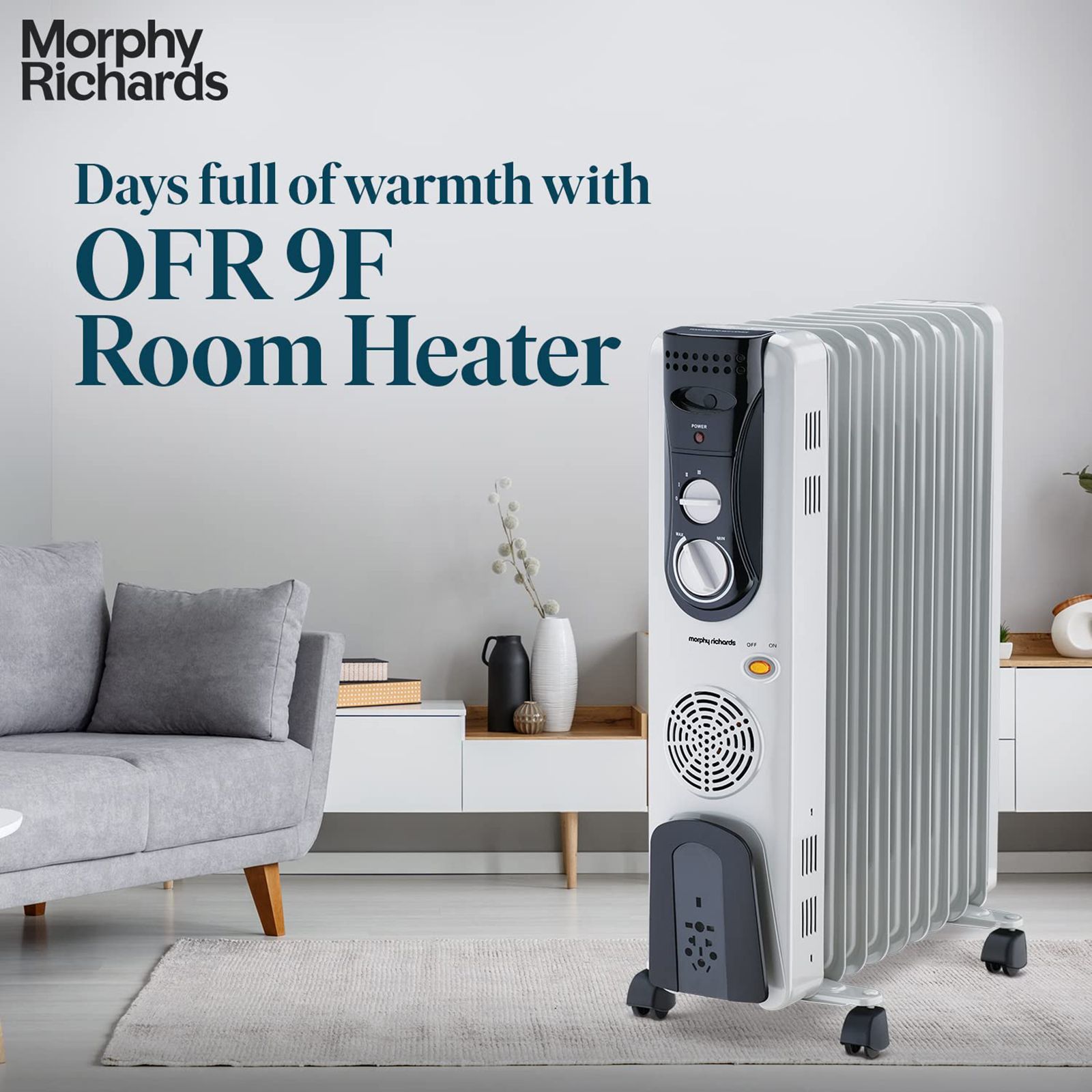morphy richards 2400W Oil Filled Radiator Room Heater with 9 Fins (Adjustable Thermostat_8