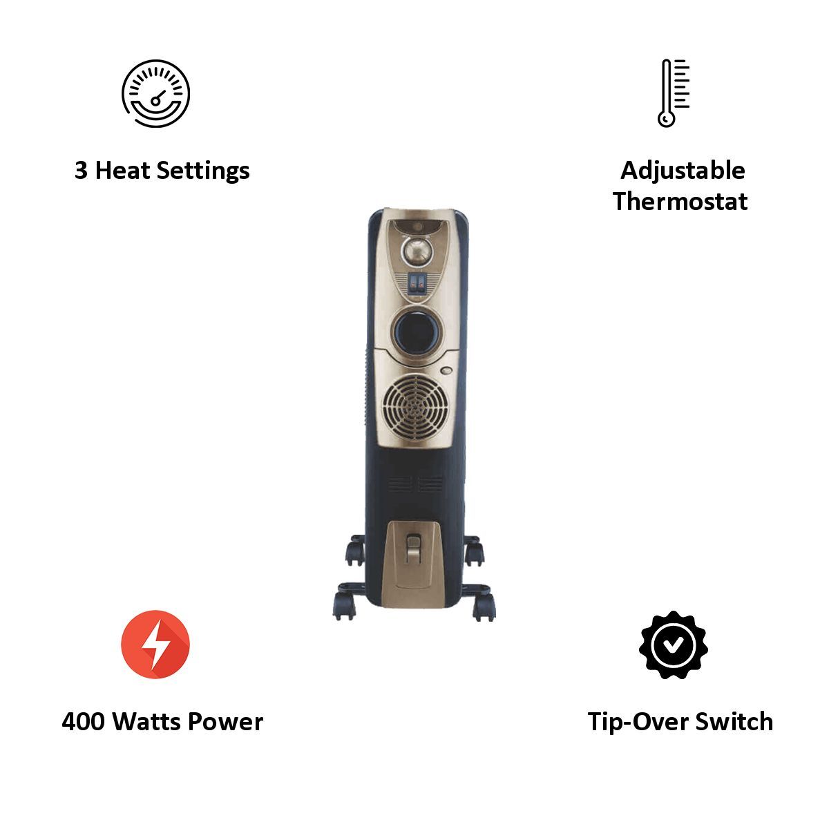 BAJAJ Majesty RH 9F Plus 2400W Oil Filled Radiator Room Heater with Quadra Safety Assurance (Noiseless Operation_6