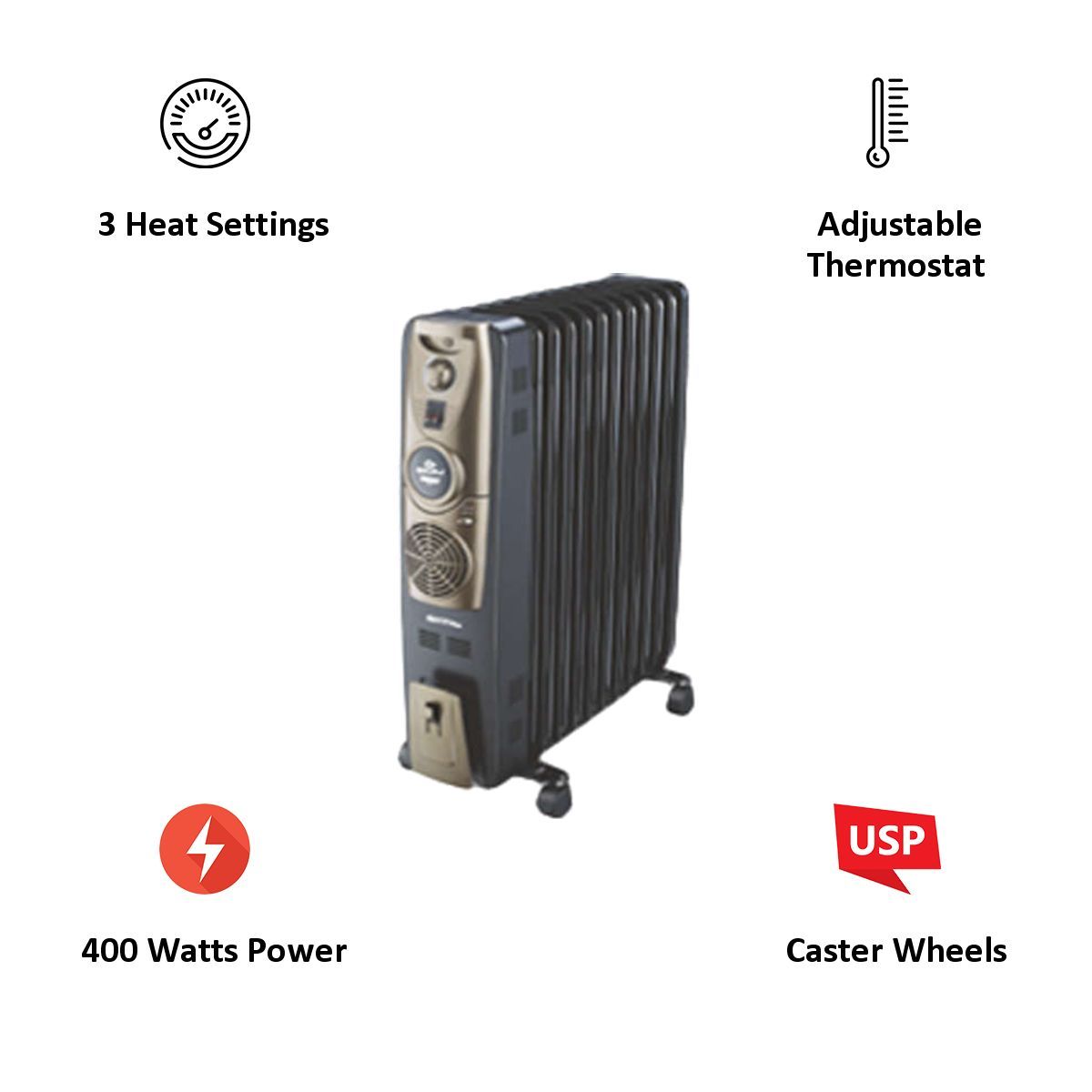 BAJAJ Majesty 2900 Watt Oil Filled Room Heater (RH 11F Plus, Black)_3