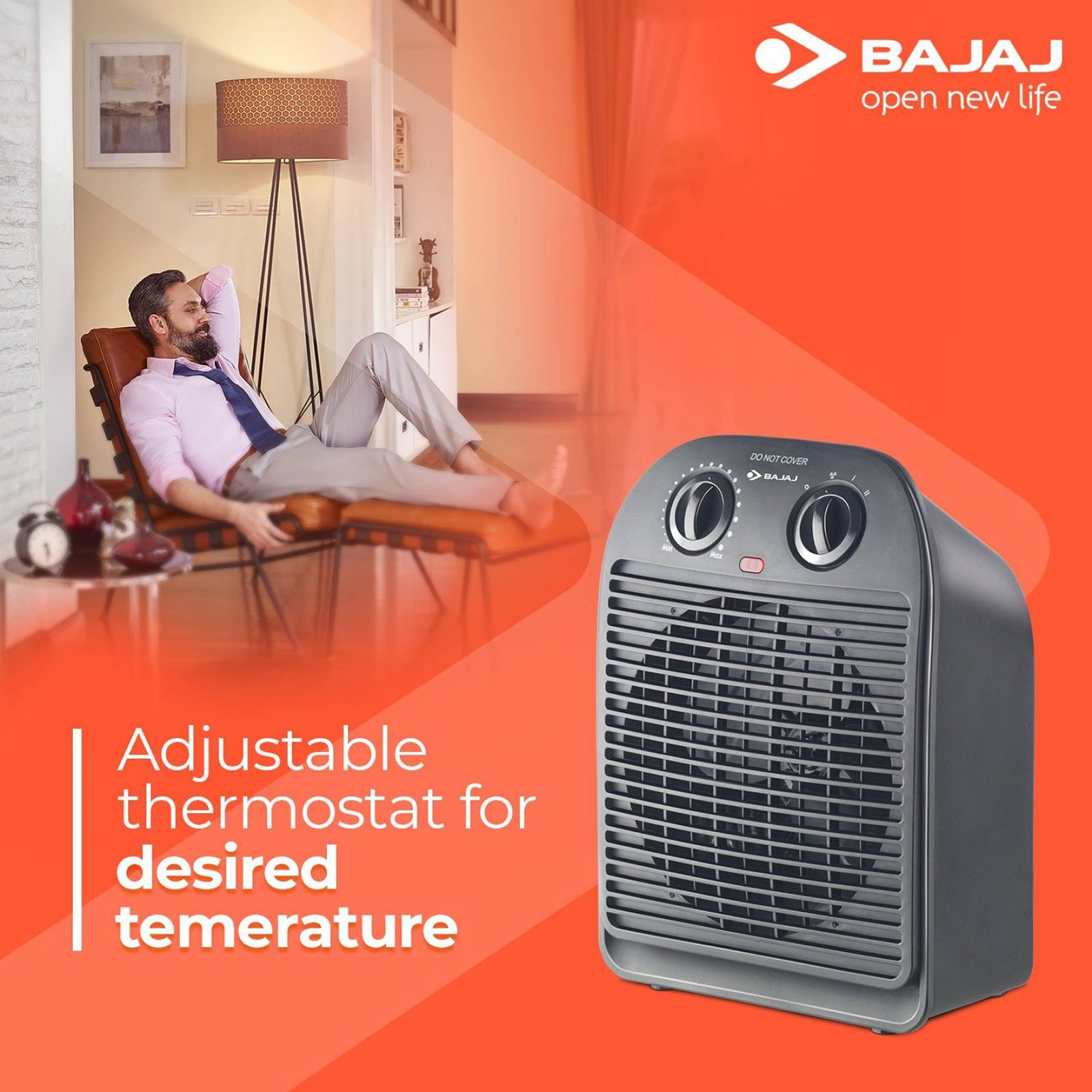 BAJAJ Majesty RFX 2 2000W Fan Room Heater with Automatic Thermal Cutout (Adjustable Thermostat BAJAJ Majesty RFX 2 2000W Fan Room Heater with Automatic Thermal Cutout (Adjustable Thermostat_5