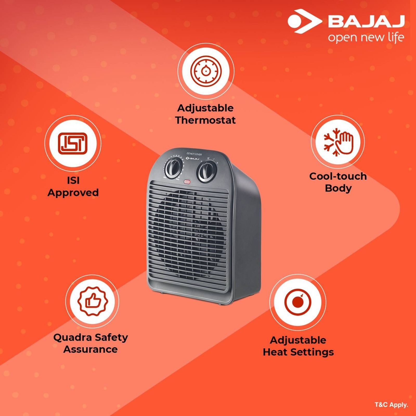BAJAJ Majesty RFX 2 2000W Fan Room Heater with Automatic Thermal Cutout (Adjustable Thermostat BAJAJ Majesty RFX 2 2000W Fan Room Heater with Automatic Thermal Cutout (Adjustable Thermostat_7