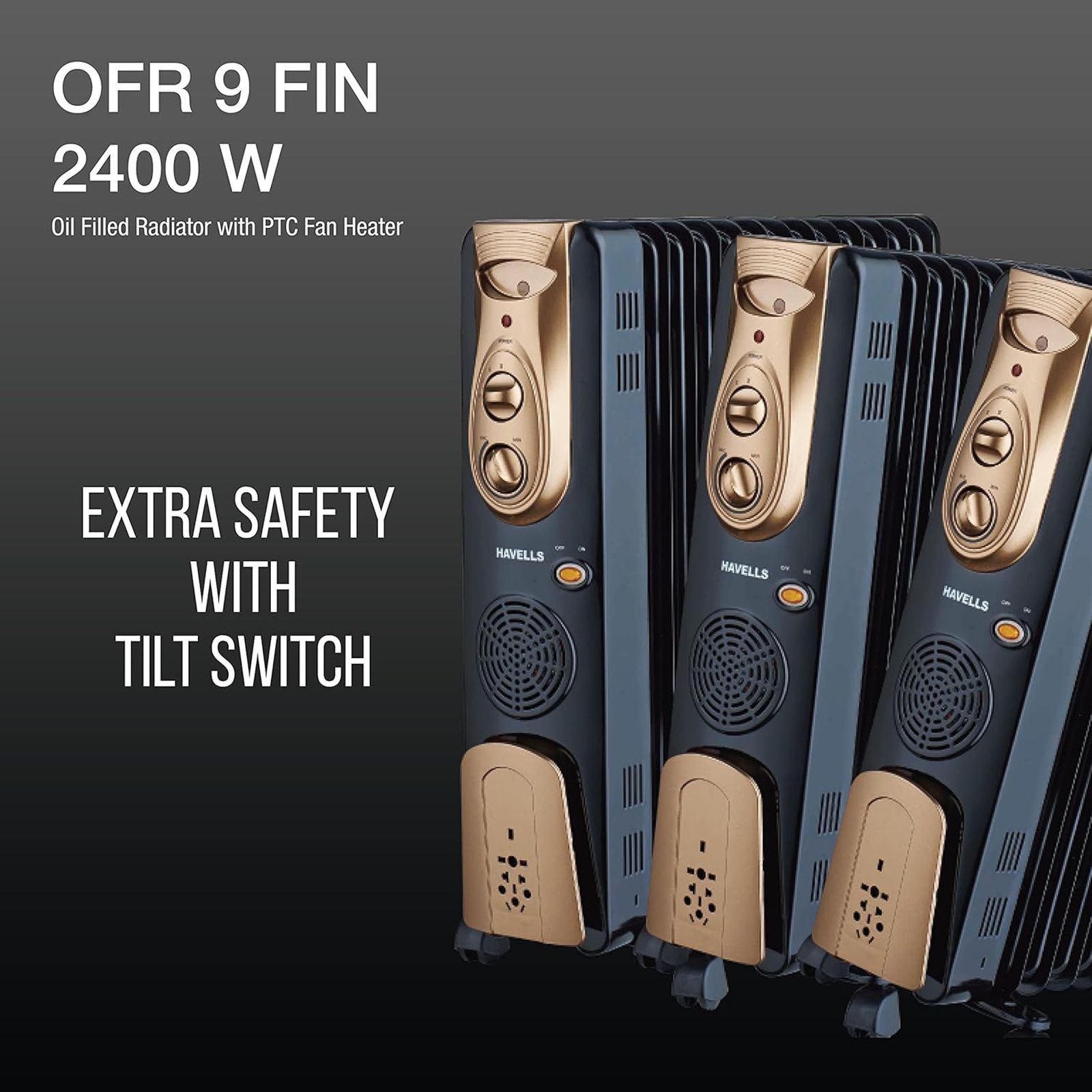 HAVELLS GHROFBFK290 2400W PTC Fan Oil Filled Room Heater with Thermostatic Heat Control (Enhanced Safety Features_7