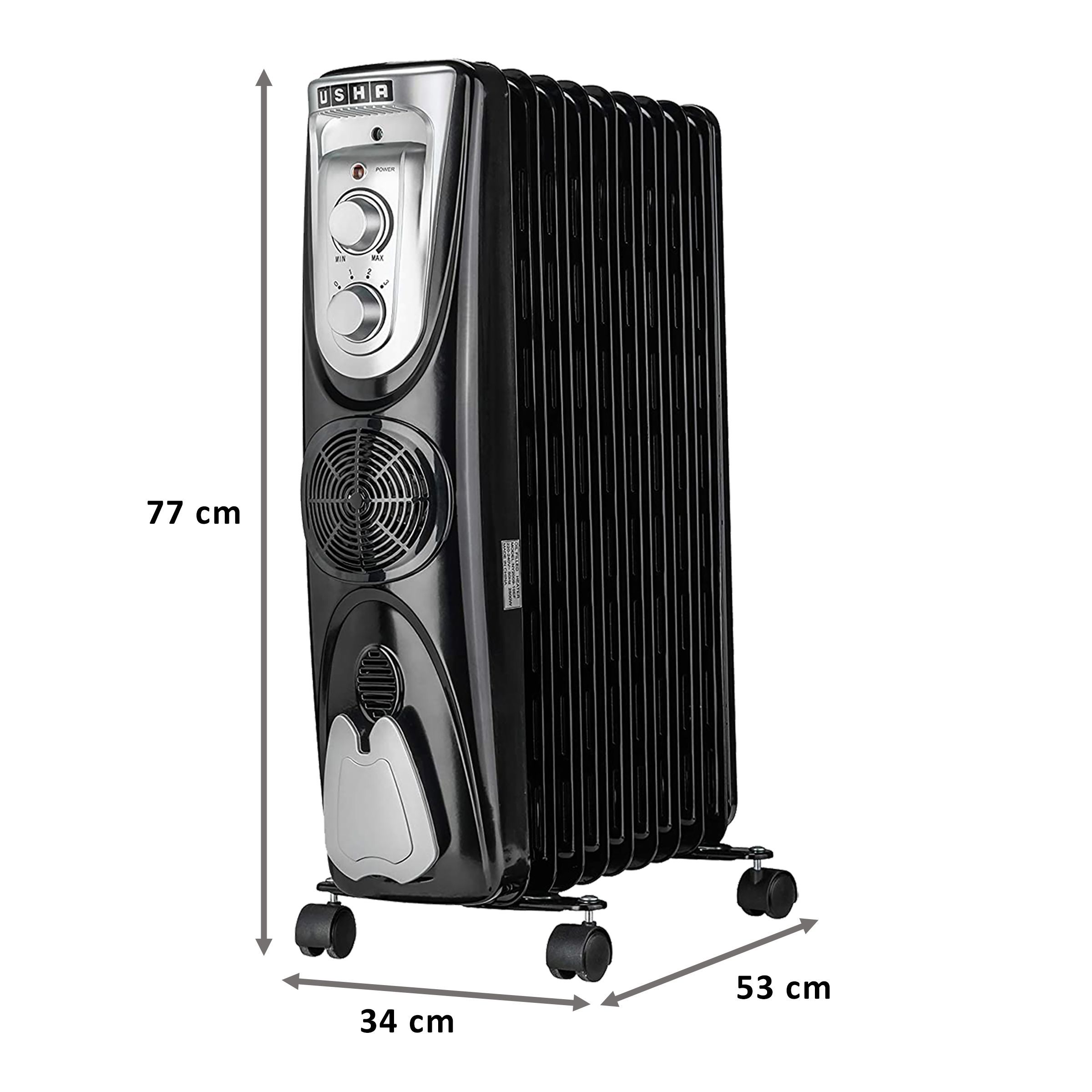 USHA 2300 Watts Oil Filled Room Heater (3811 F, Black)_2