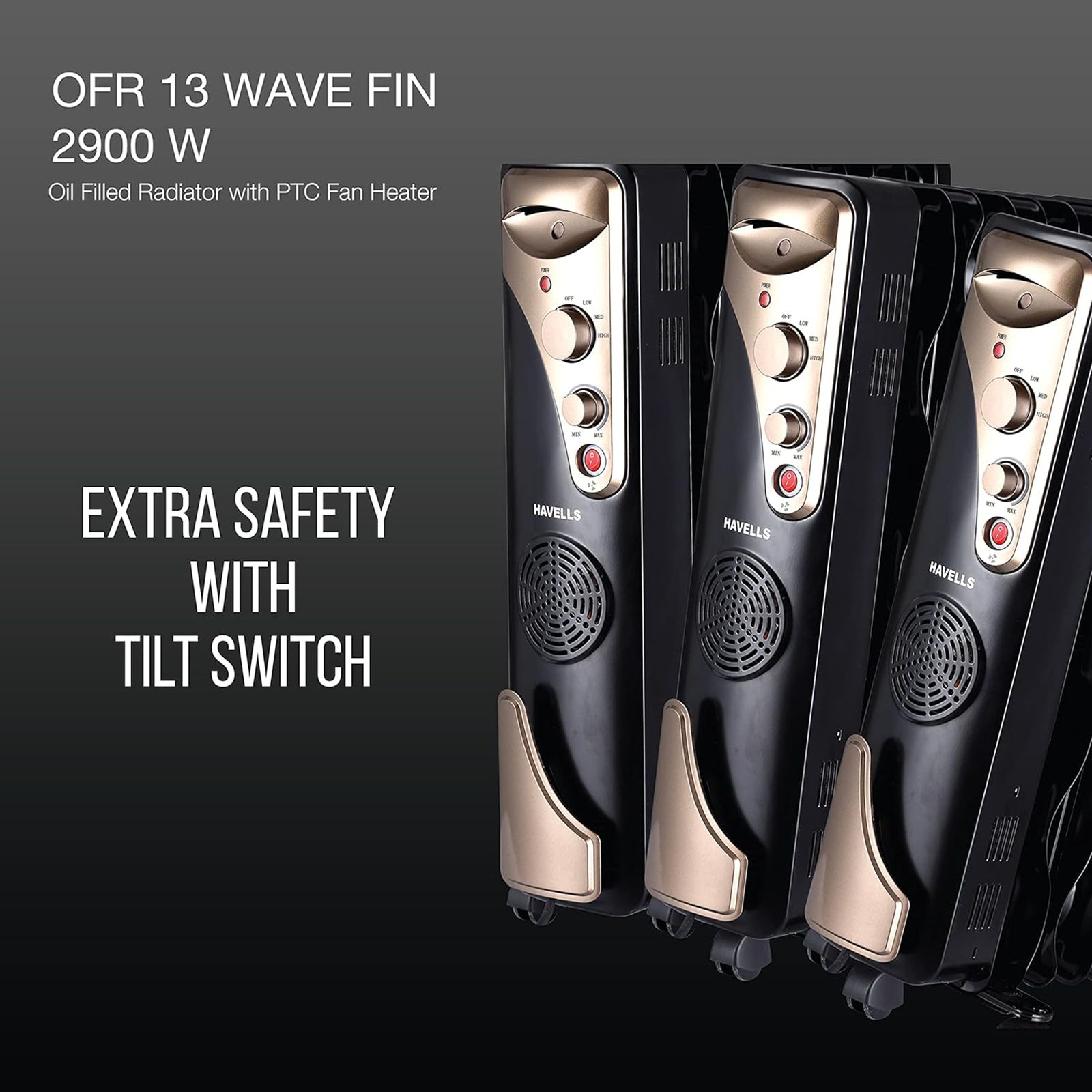 HAVELLS GHROFBHK290 2900W PTC Fan Oil Filled Radiator Room Heater with Multi Directional Heating (Safety Tilt Over Switch_6