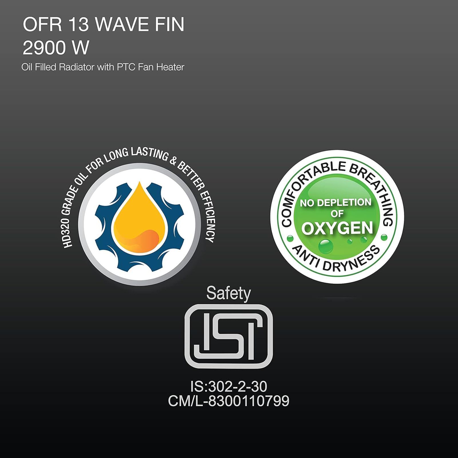 HAVELLS GHROFBHK290 2900W PTC Fan Oil Filled Radiator Room Heater with Multi Directional Heating (Safety Tilt Over Switch_10