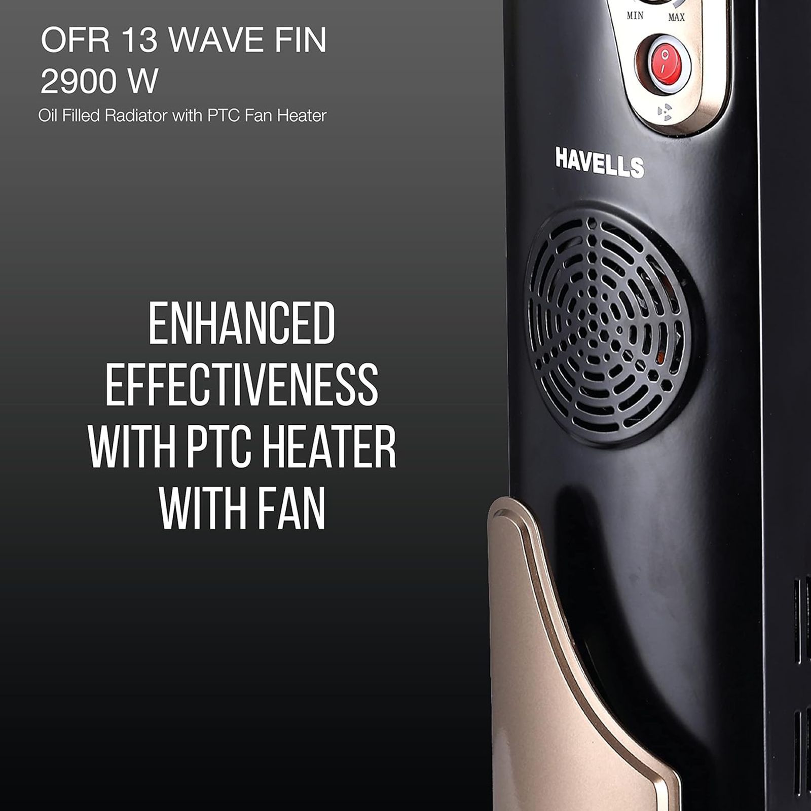 HAVELLS GHROFBHK290 2900W PTC Fan Oil Filled Radiator Room Heater with Multi Directional Heating (Safety Tilt Over Switch_4