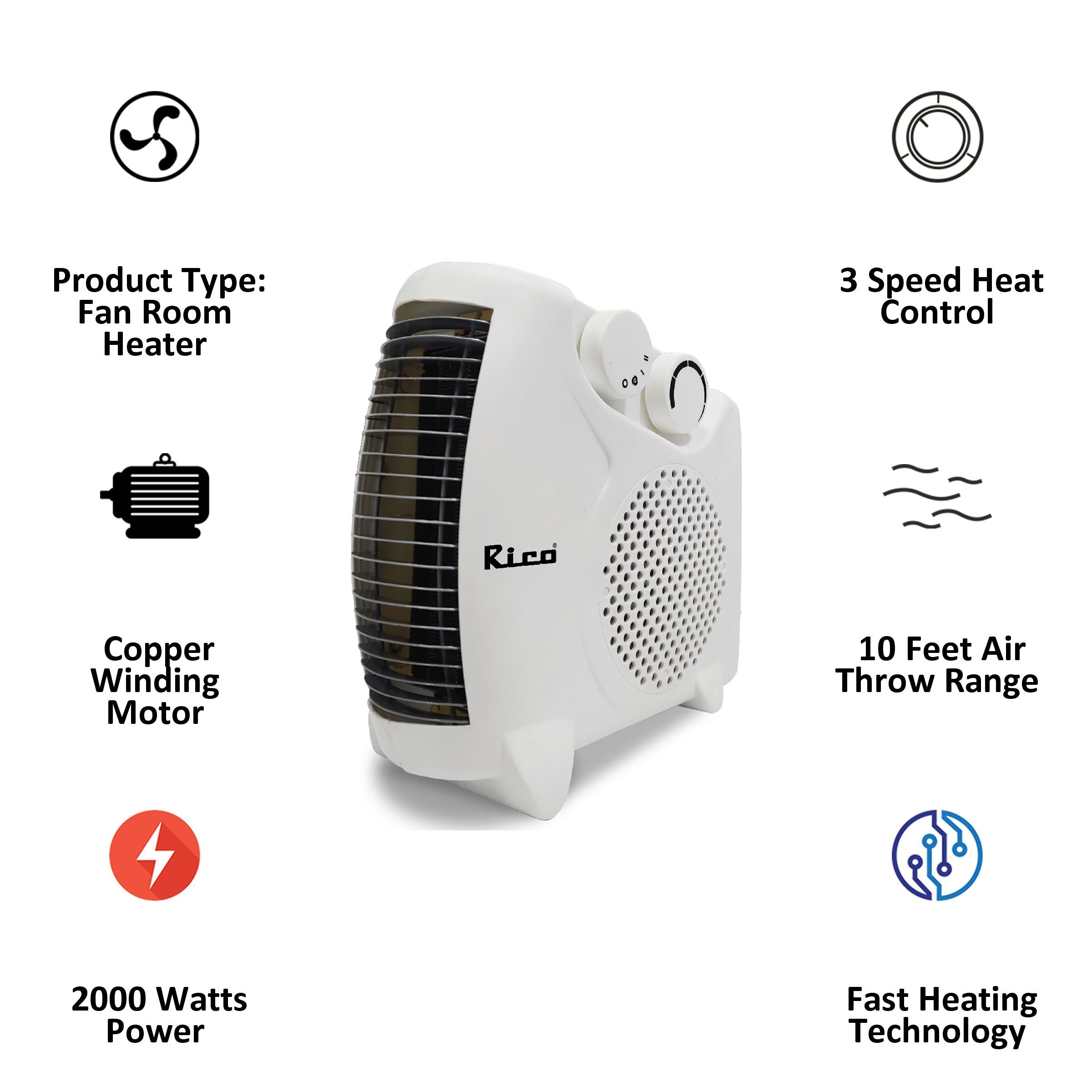 Rico RH1502 2000W Fan Room Heater with Automatic Warmth Control (Fast Heating Technology Rico RH1502 2000W Fan Room Heater with Automatic Warmth Control (Fast Heating Technology_4