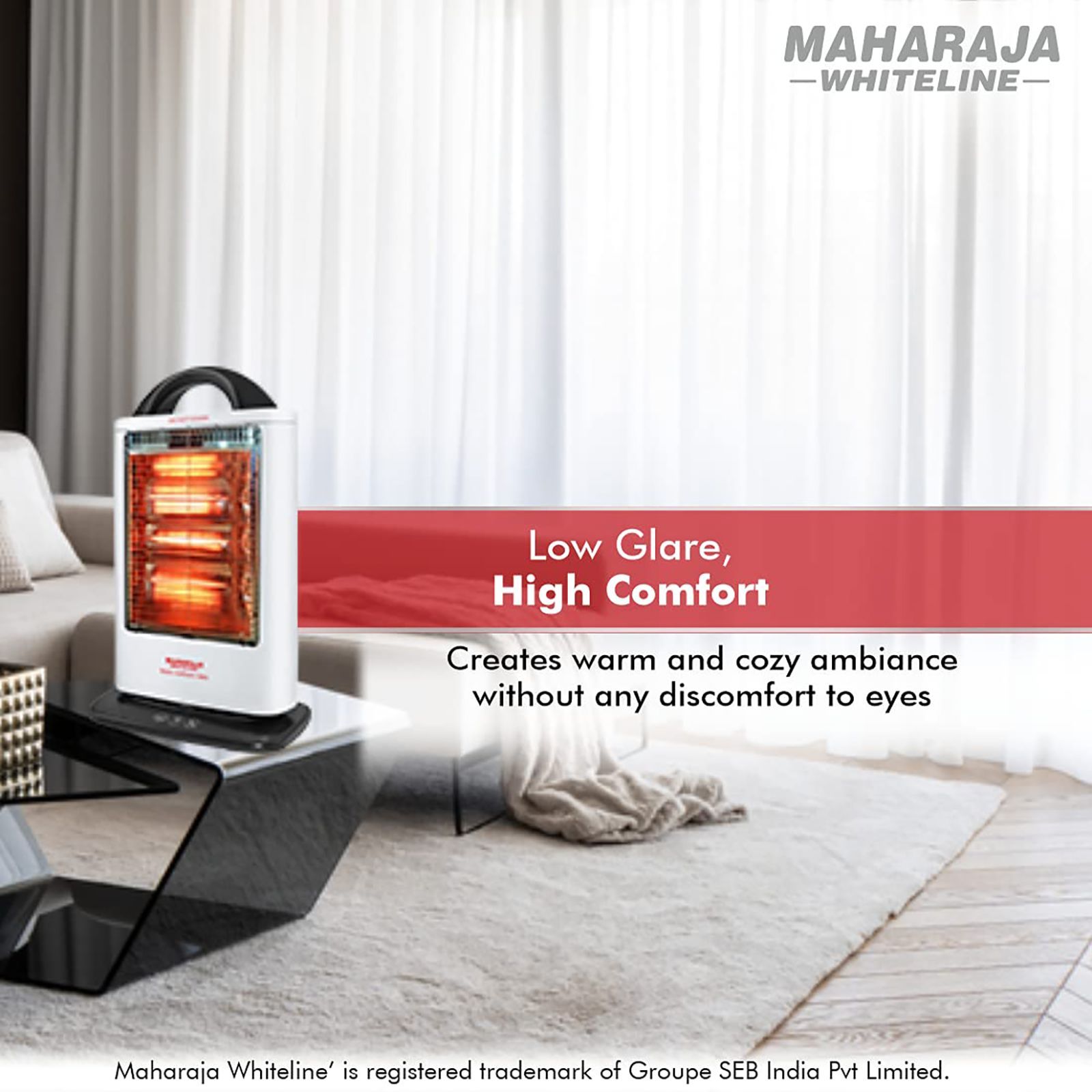 MAHARAJA WHITELINE Lava Carbon 1200 Watts Room Heater (Tip Over Safety Switch, 5200100983, White)_5