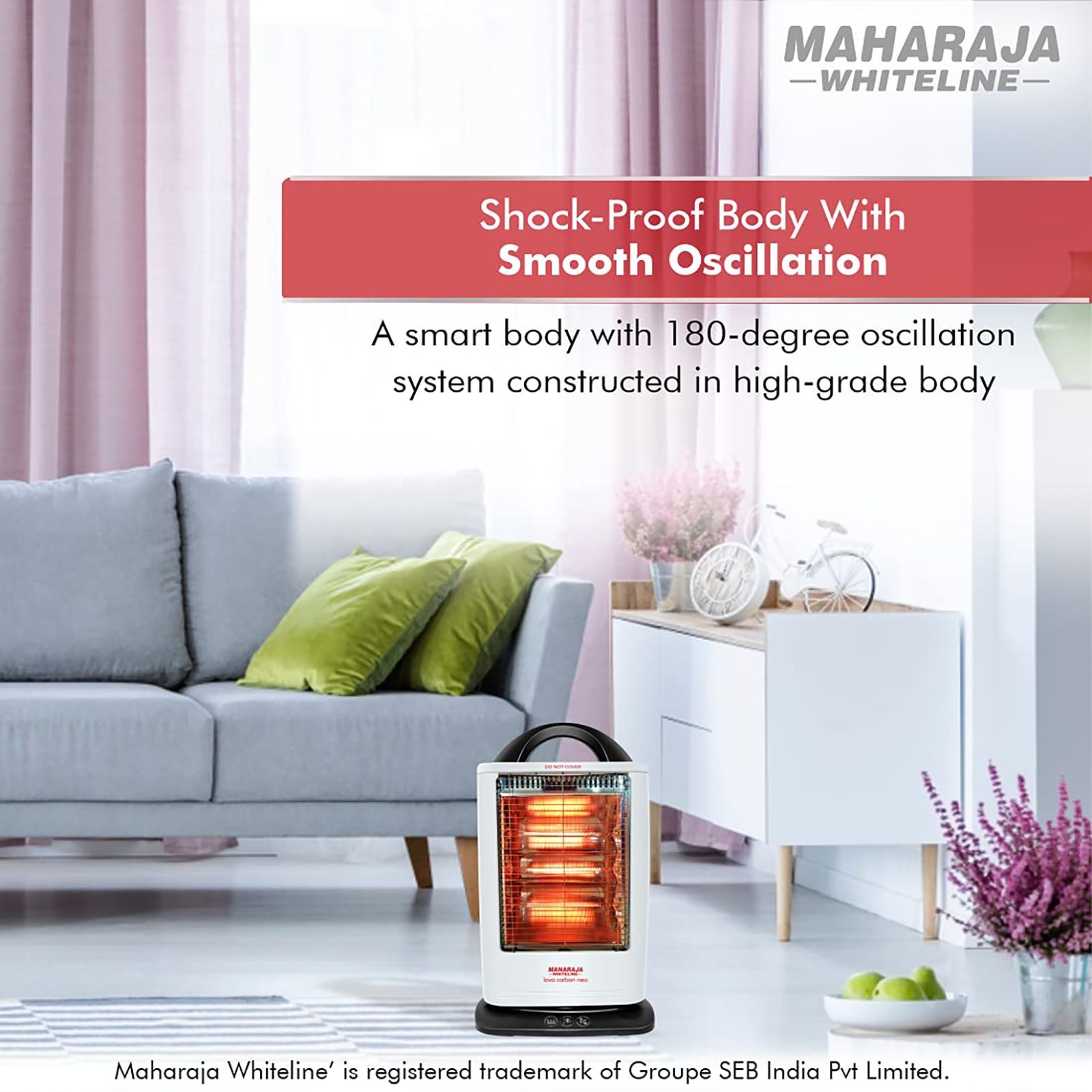 MAHARAJA WHITELINE Lava Carbon 1200 Watts Room Heater (Tip Over Safety Switch, 5200100983, White)_7