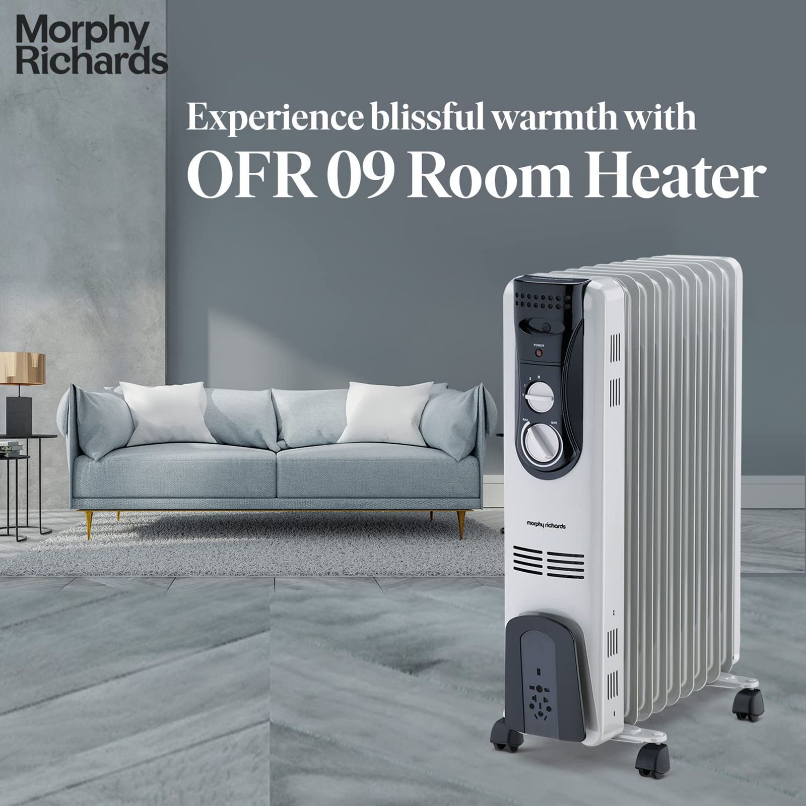 morphy richards OFR 900+ 2000W Oil Filled Radiator Room Heater with 9 Fins (Tip Over Safety Switch_4