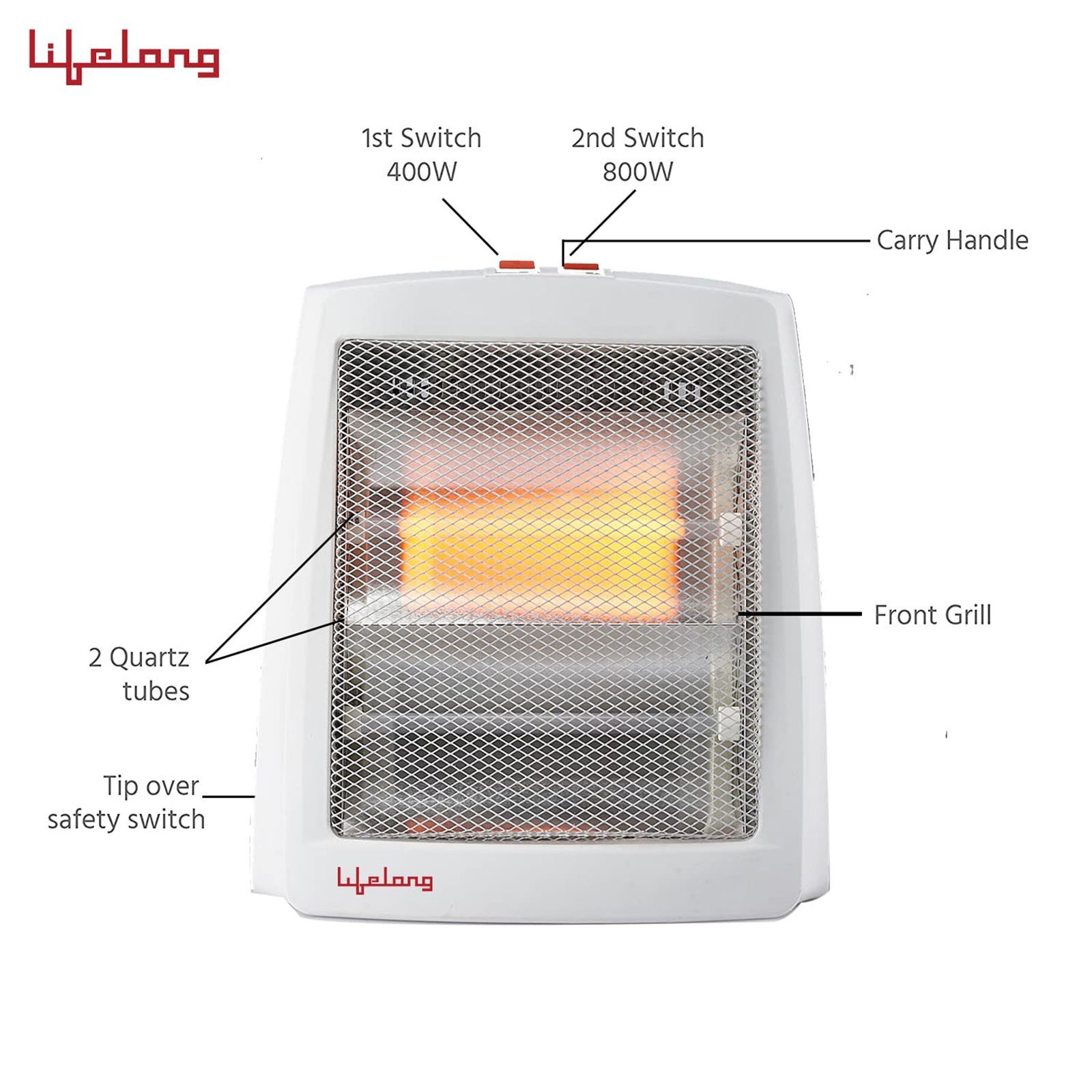 Lifelong Infinia 800W Quartz Room Heater with Tip Over Safety Switch (Noiseless Operation_5