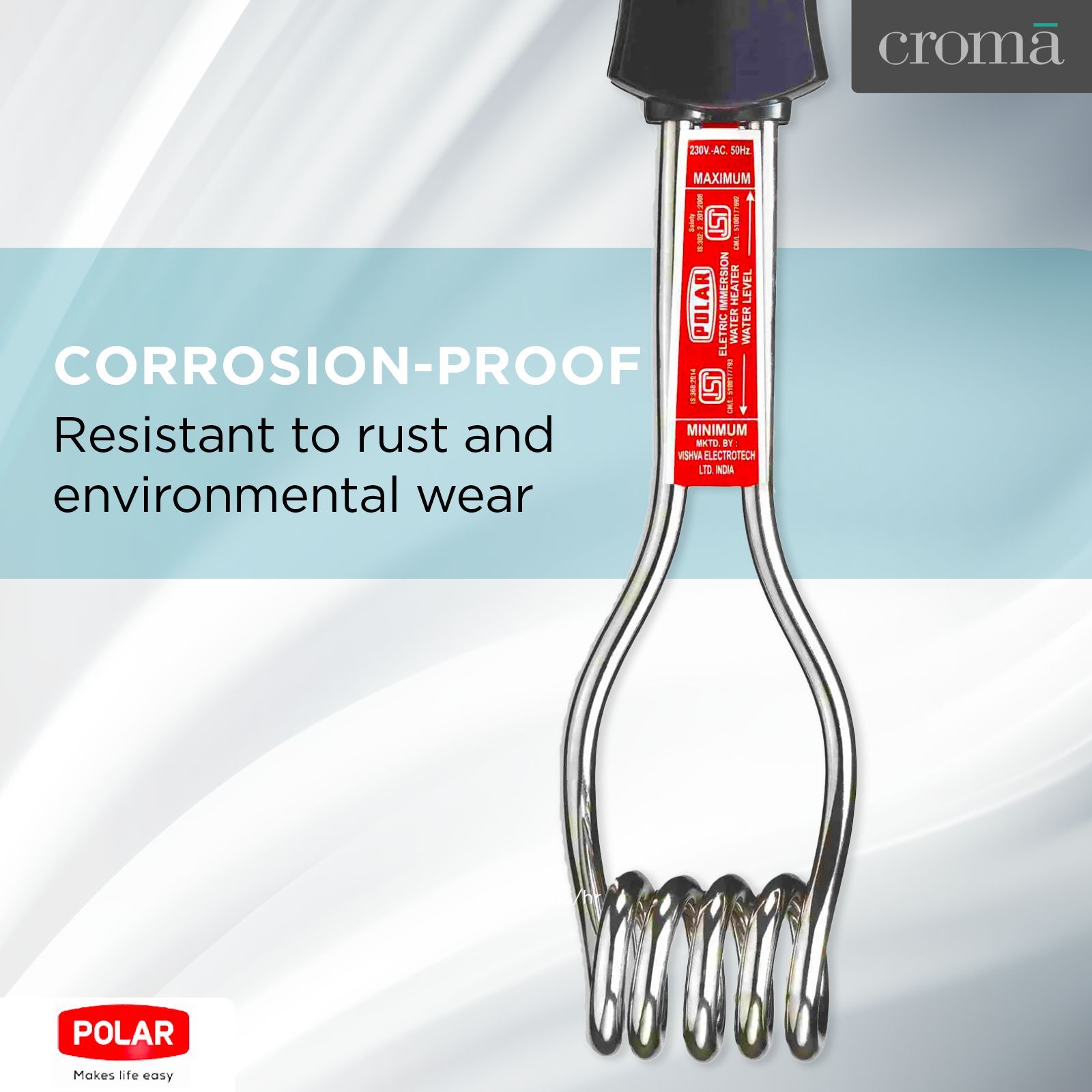 POLAR 1000W Immersion Rod with Magnesium Oxide (ISI Marked, Black)_3