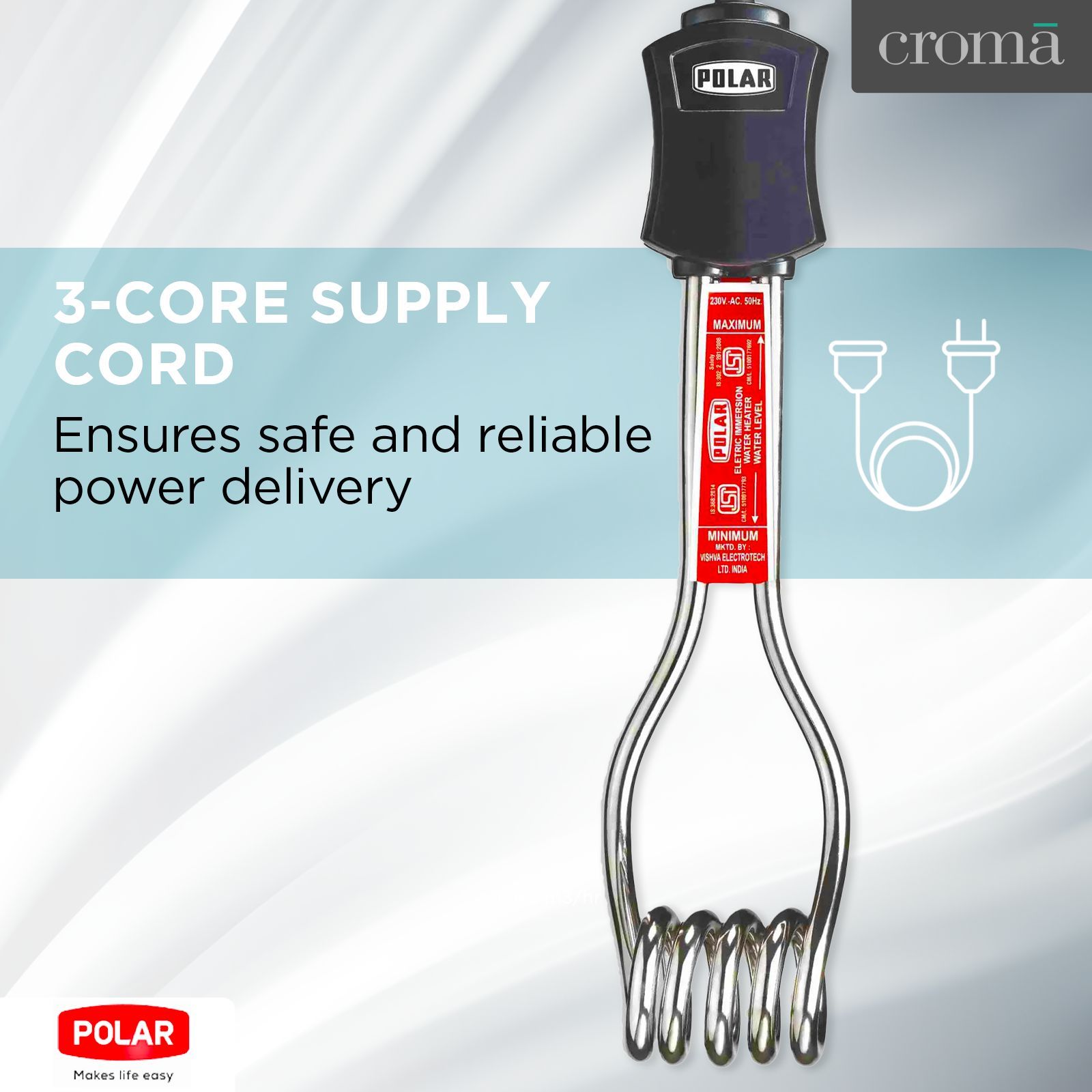 POLAR 1000W Immersion Rod with Magnesium Oxide (ISI Marked, Black)_5