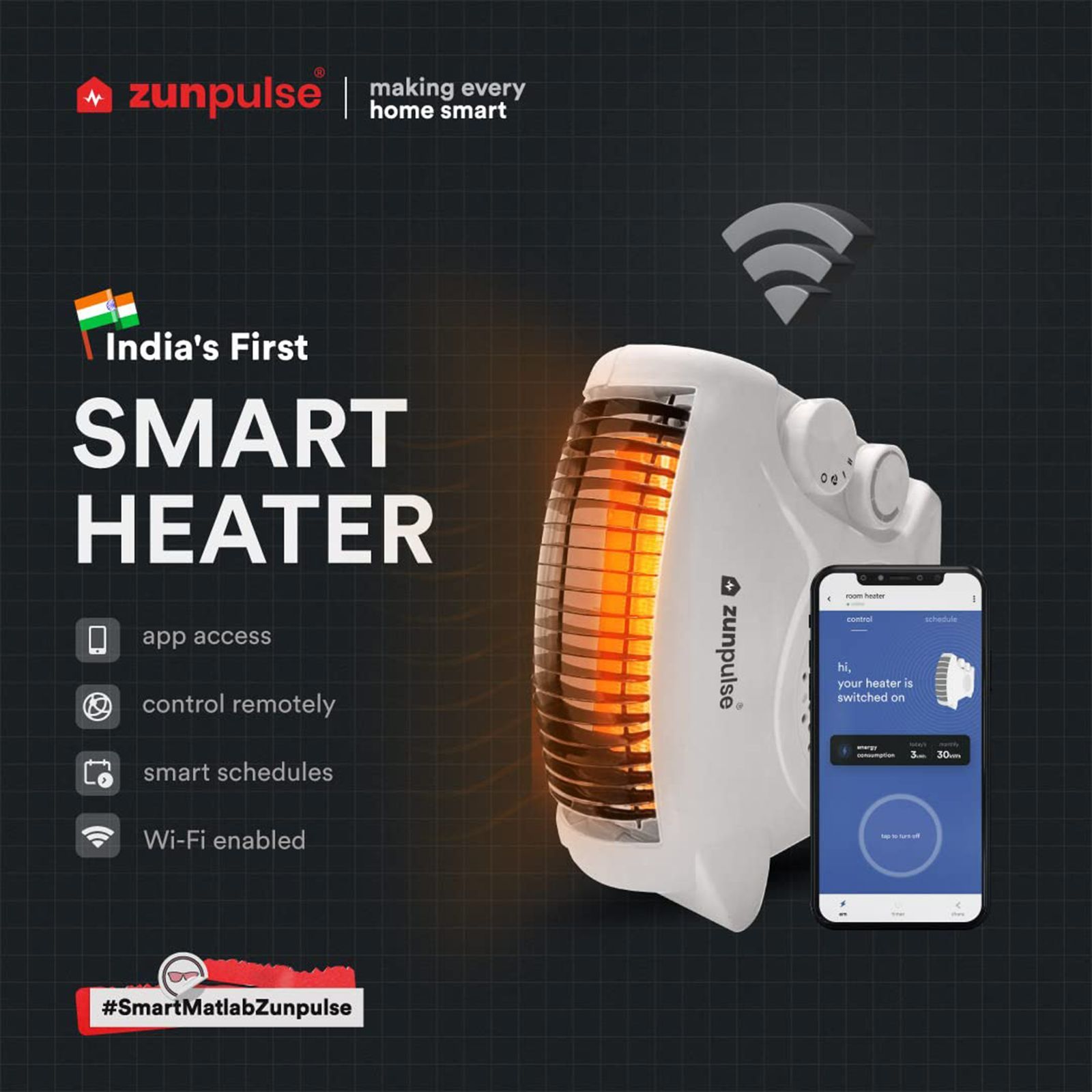 zunpulse Ambrus Plus 2000W Fan Room Heater with Smart Wi-Fi (App Control_4