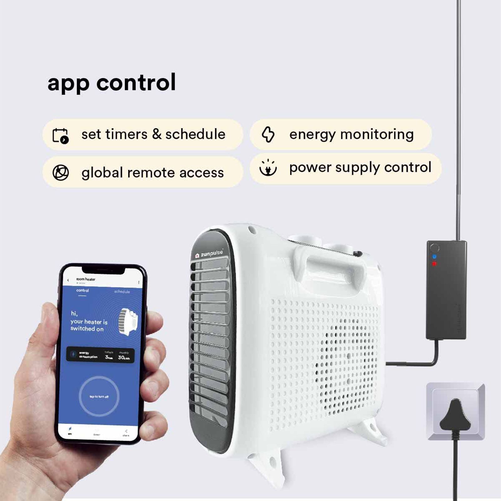 zunpulse Tyrone Plus 2000W Fan Room Heater with Smart Wi-Fi (App Control_4